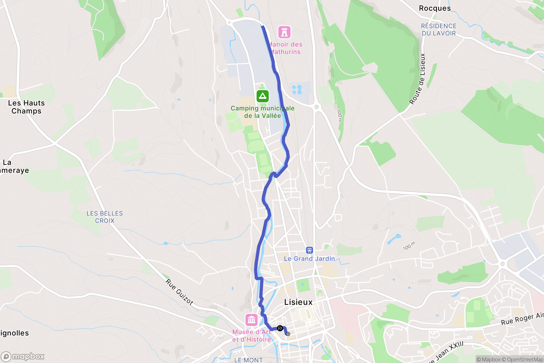 Lisieux : carte du parcours de randonnée - France