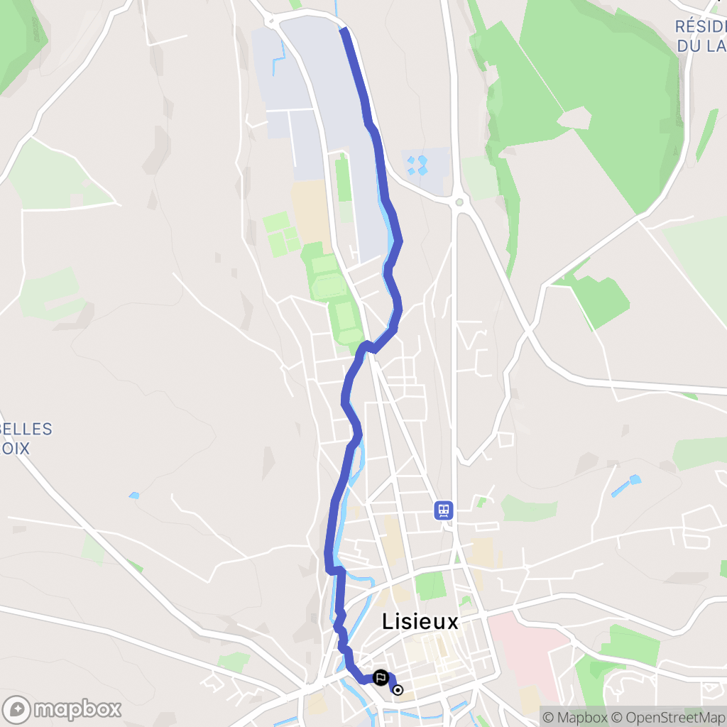 Lisieux : carte du parcours de randonnée - France