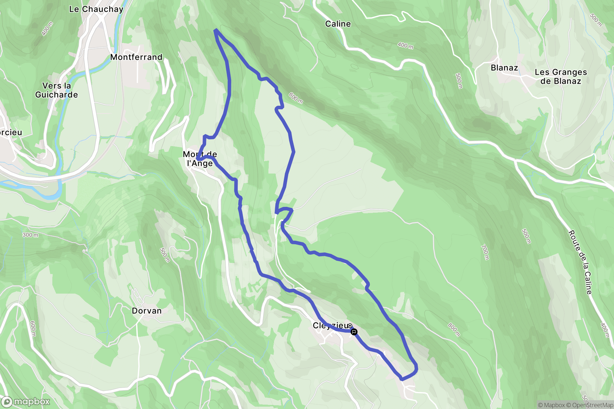 Cleyzieu : carte du parcours de randonnée - France