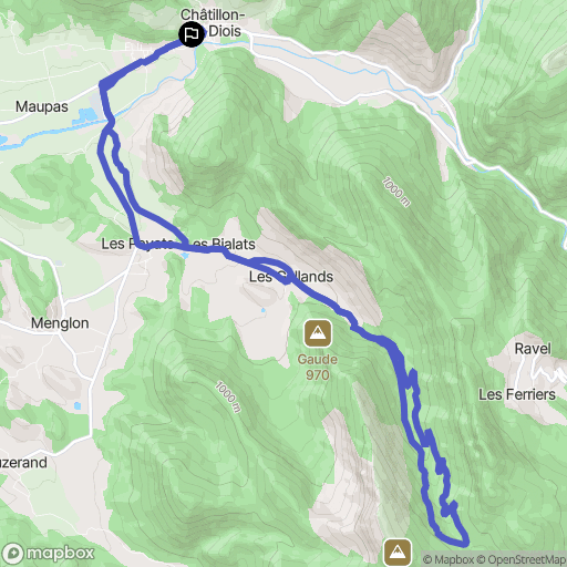 Châtillon-en-Diois : carte du parcours de randonnée - France