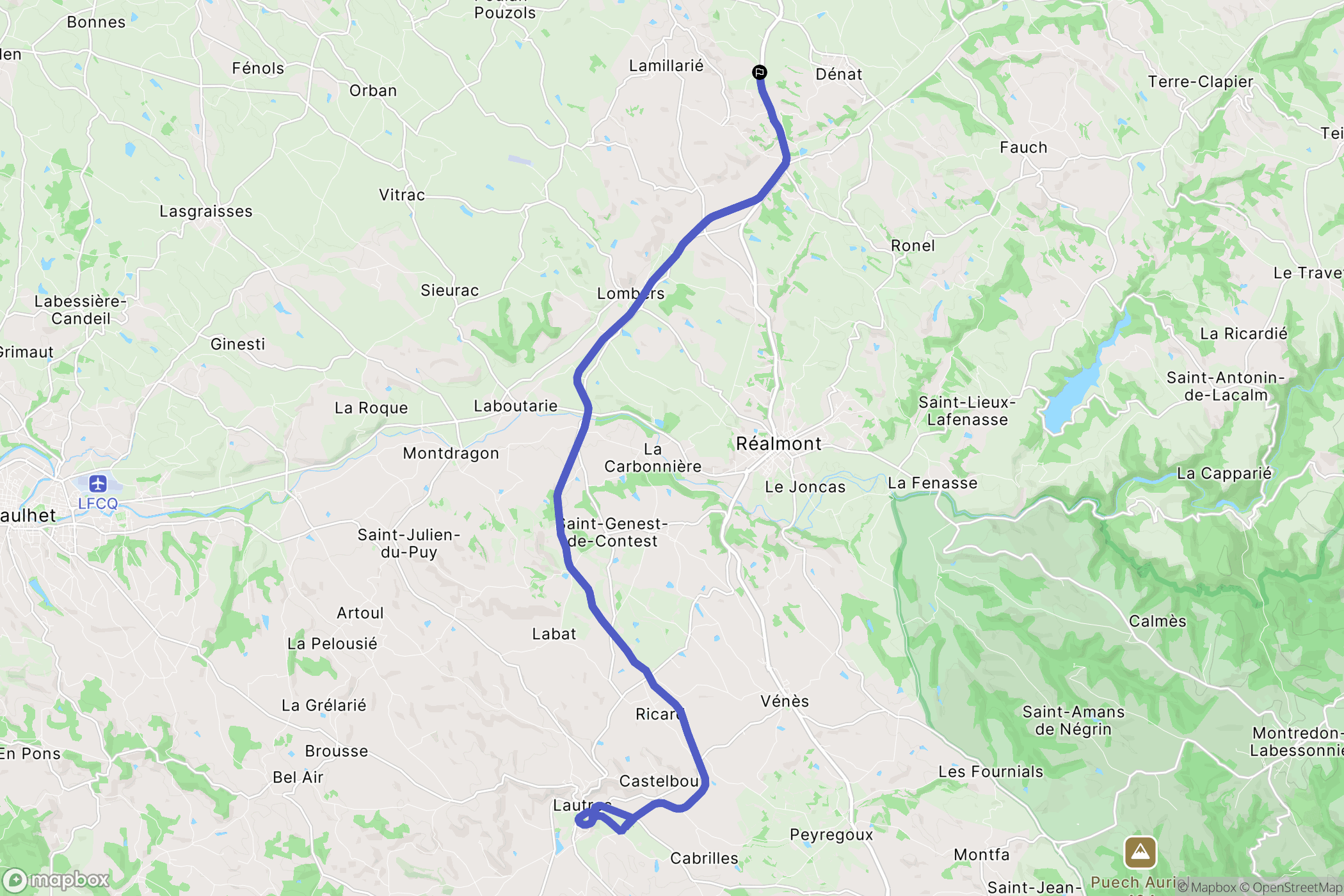 Dénat : carte du parcours de randonnée - France