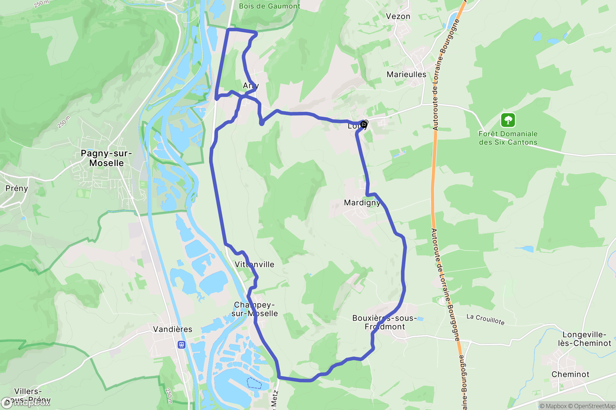 Lorry-Mardigny : carte du parcours de randonnée - France