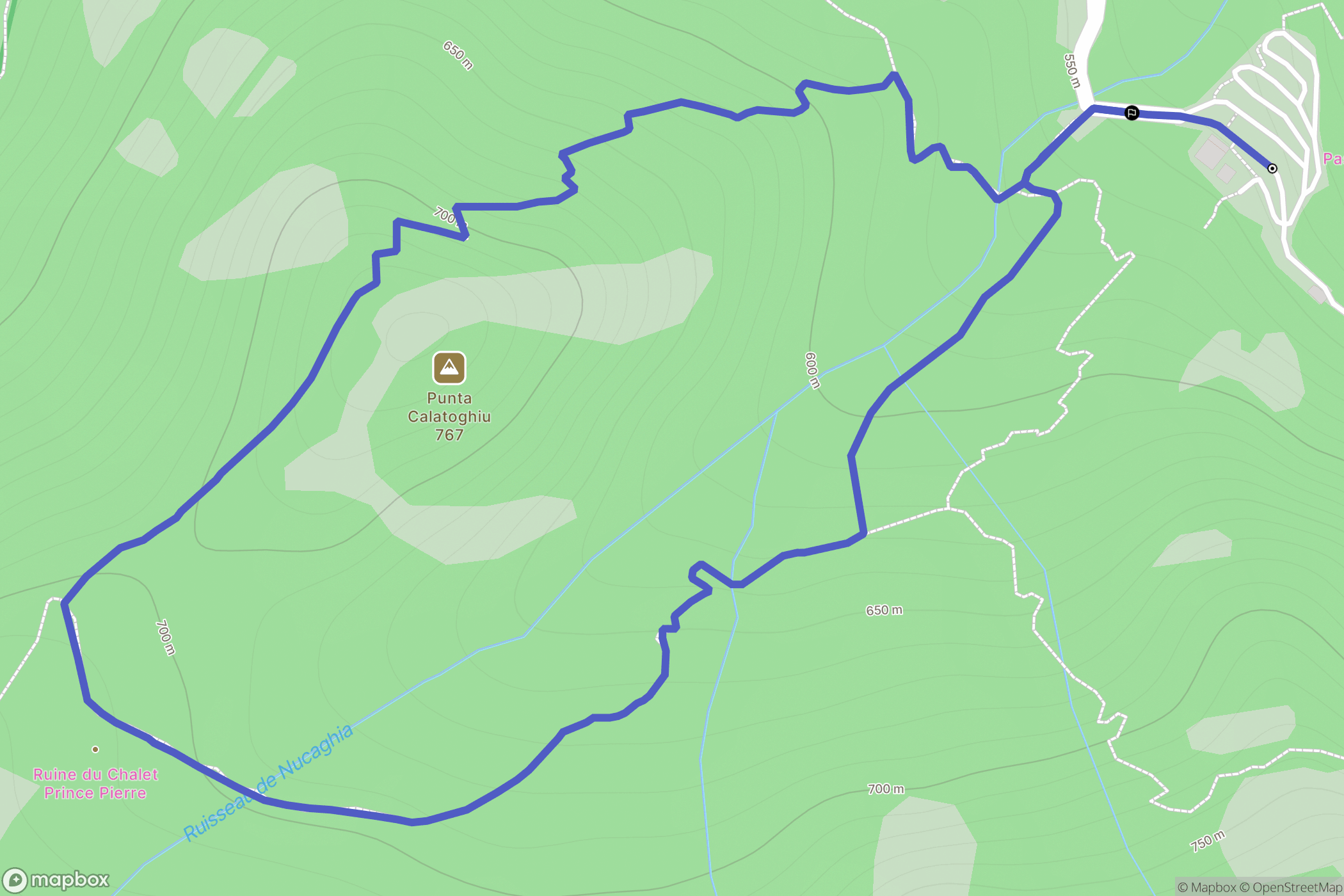 Calenzana : carte du parcours de randonnée - France