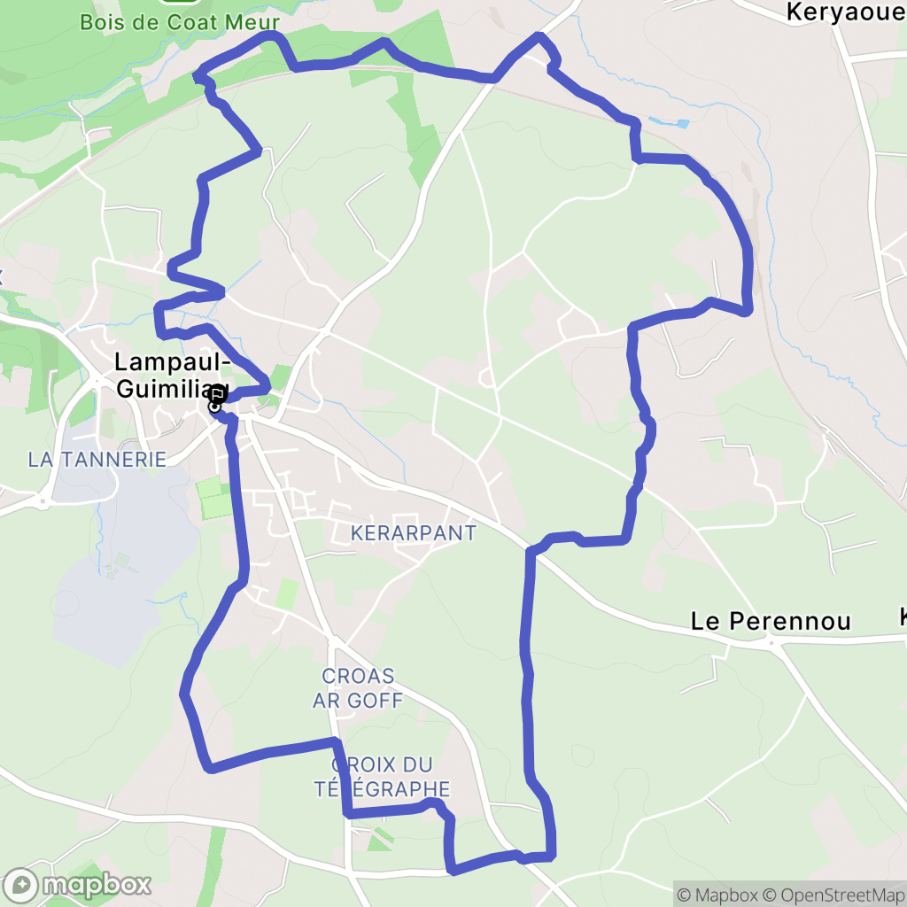 Lampaul-Guimiliau : carte du parcours de randonnée - France