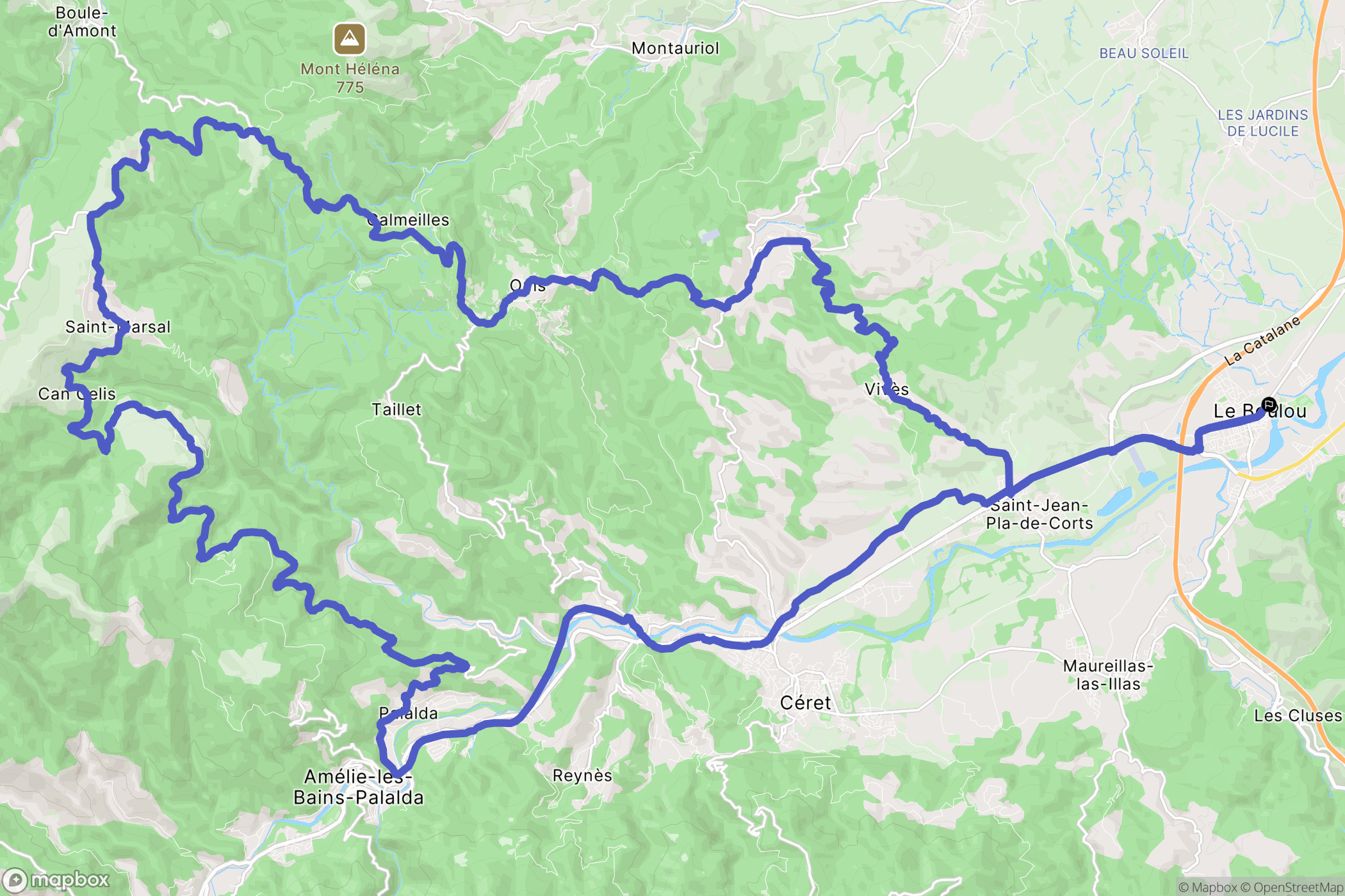 Le Boulou : carte du parcours de randonnée - France