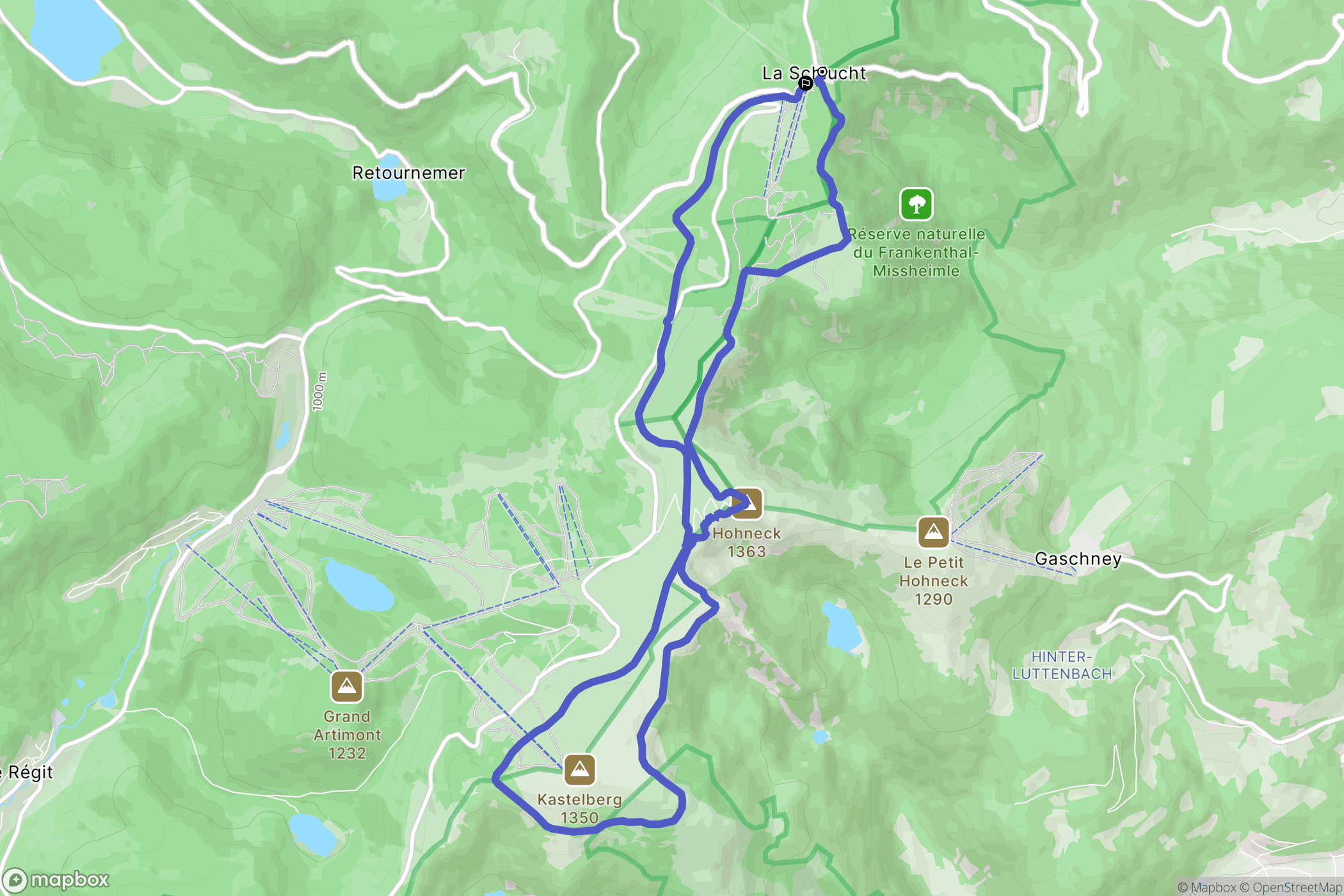 Le Valtin : carte du parcours de randonnée - France