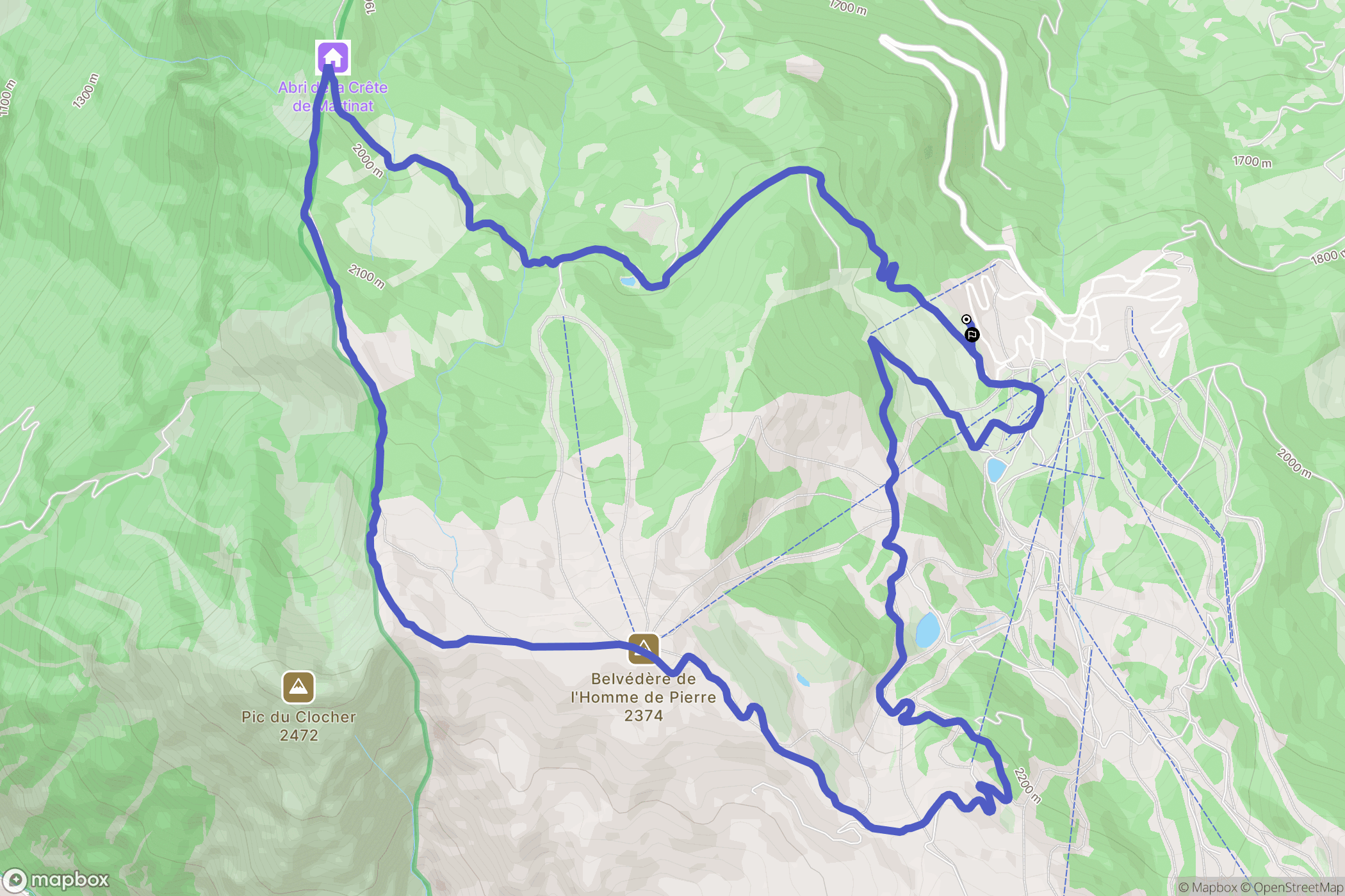 Risoul : carte du parcours de randonnée - France