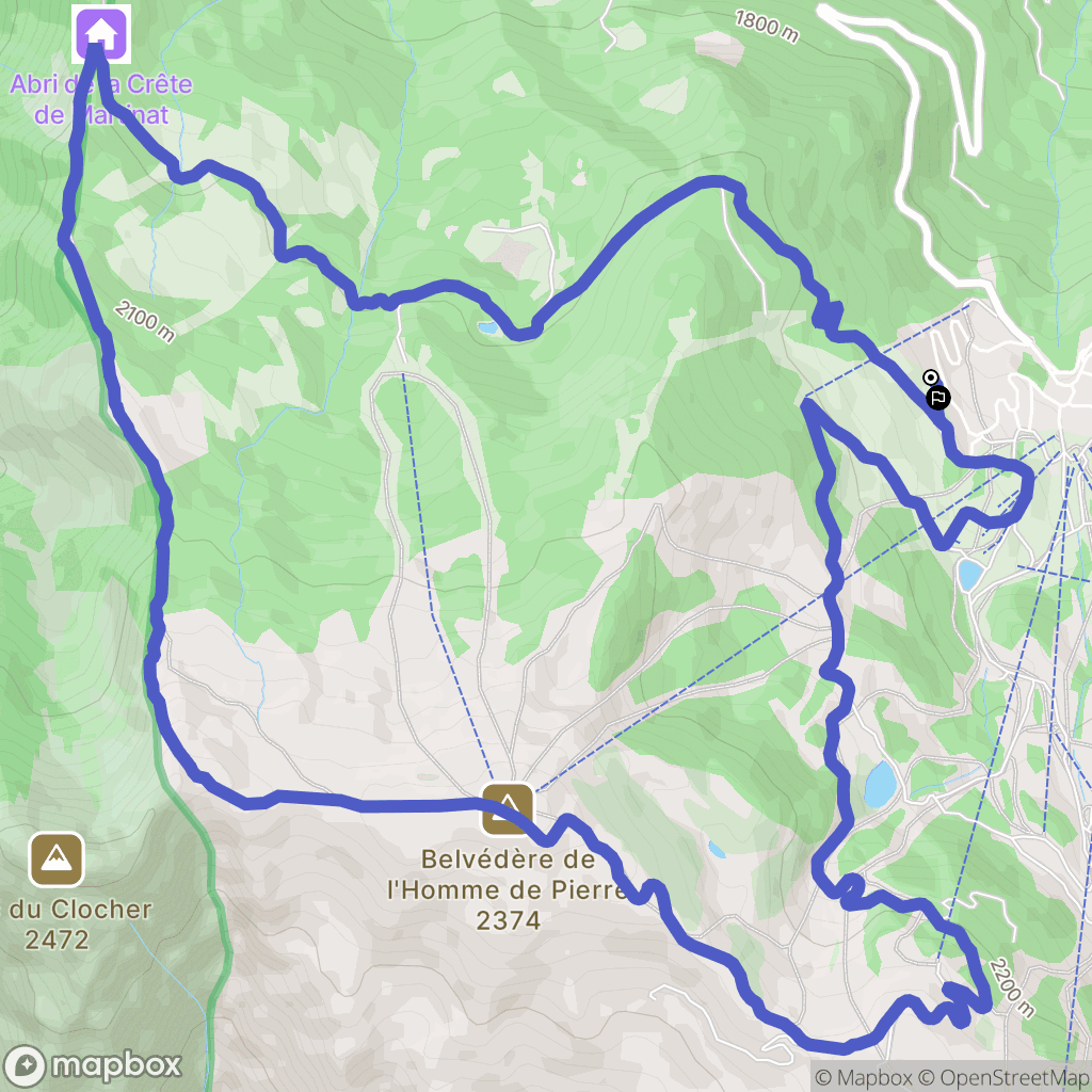 Risoul : carte du parcours de randonnée - France