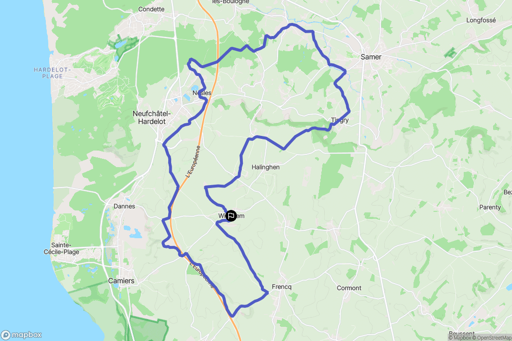 Widehem : carte du parcours de randonnée - France