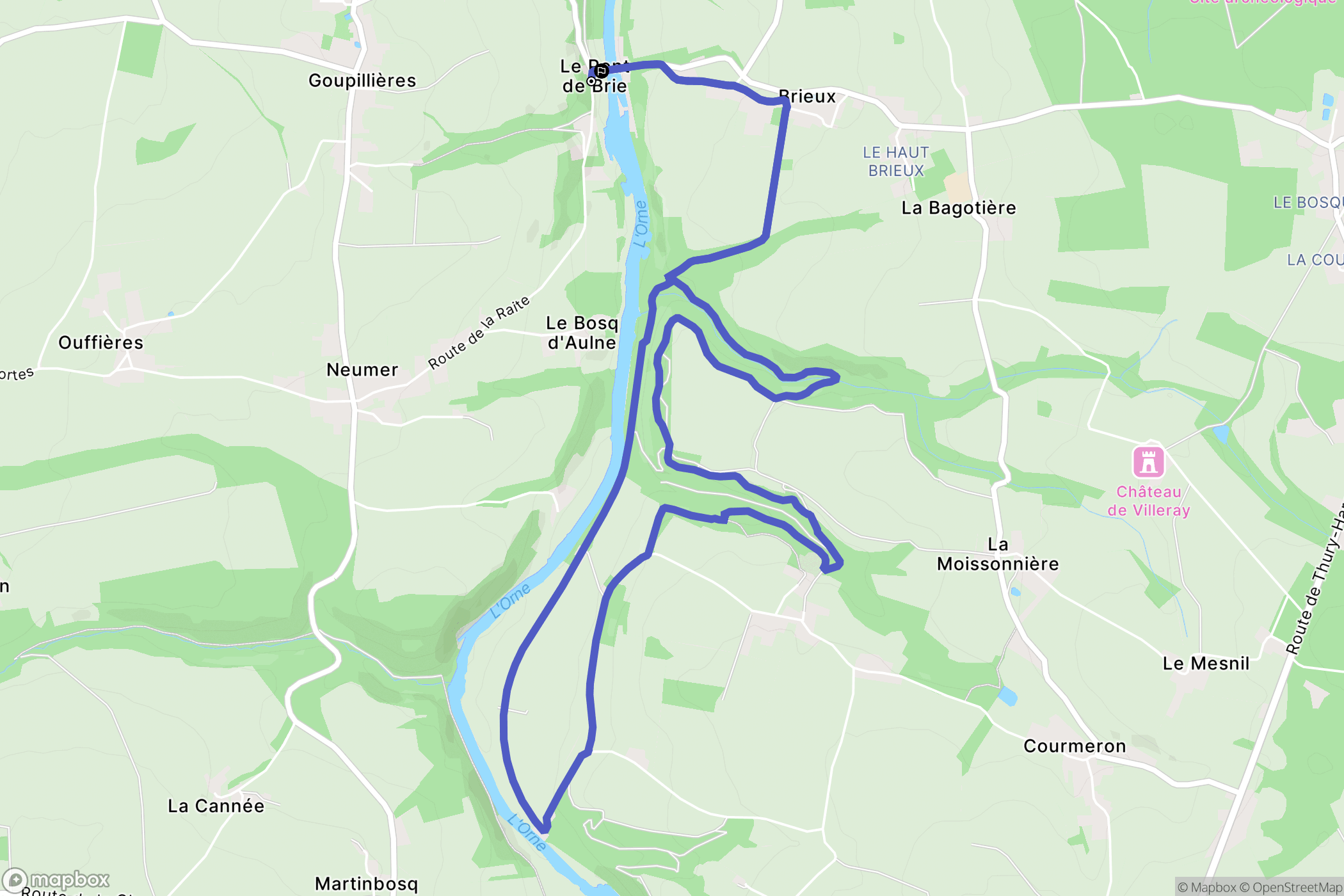 Montillières-sur-Orne : carte du parcours de randonnée - France