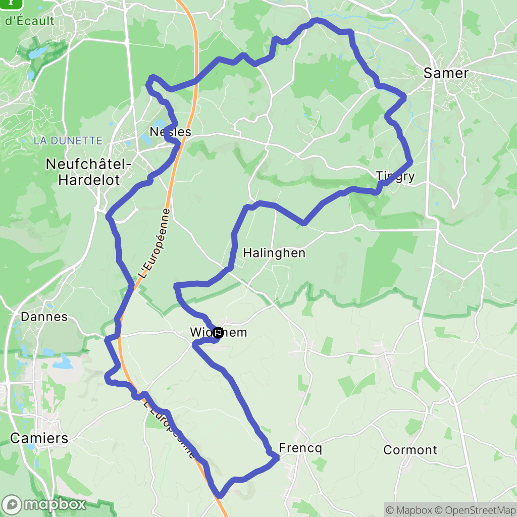 Widehem : carte du parcours de randonnée - France