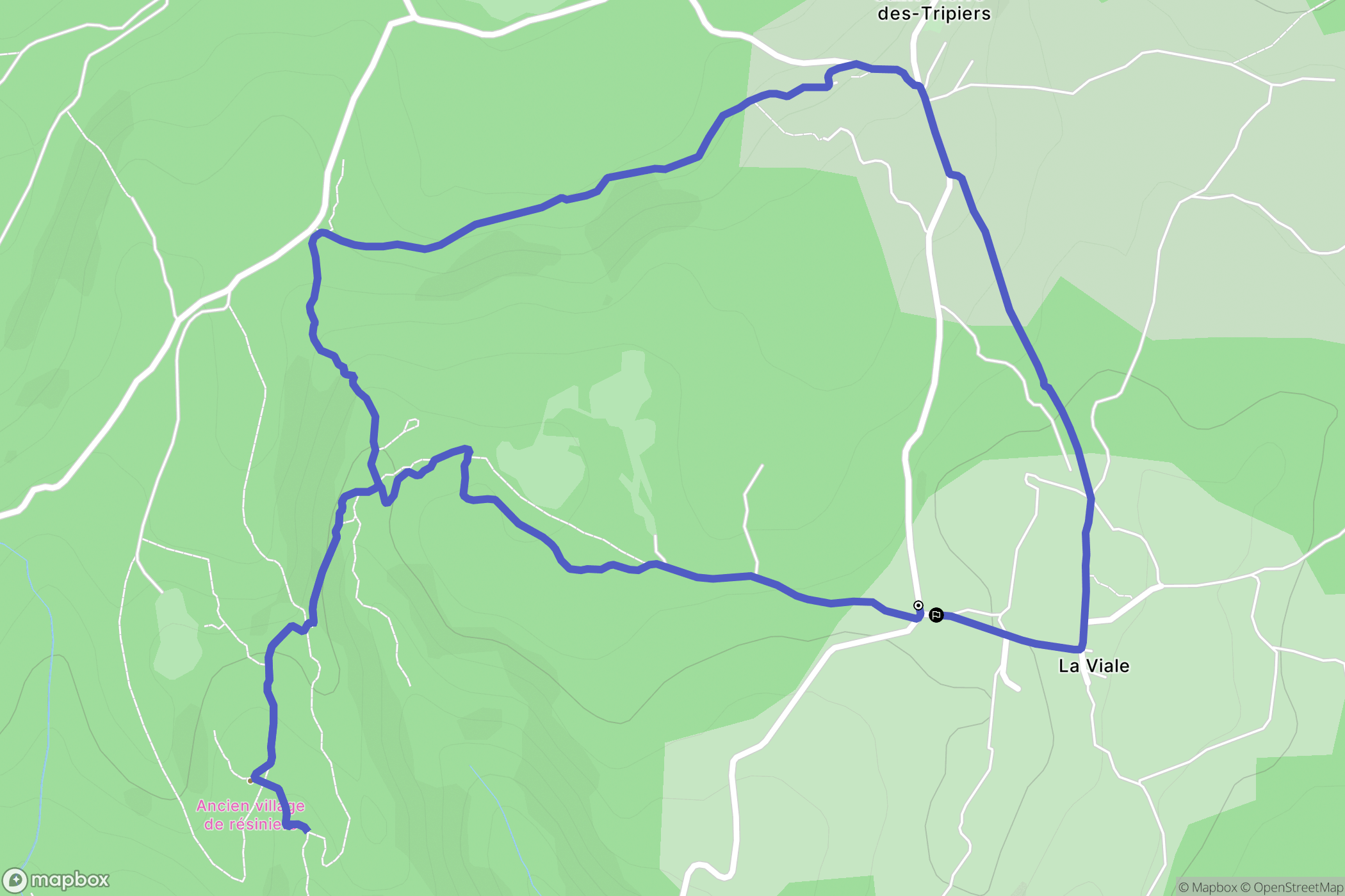 Saint-Pierre-des-Tripiers : carte du parcours de randonnée - France