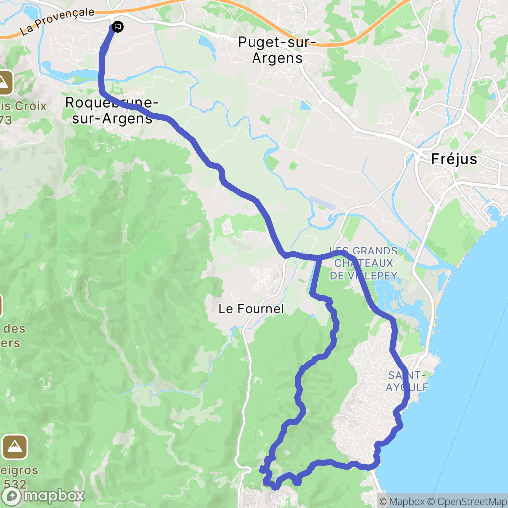 Roquebrune-sur-Argens : carte du parcours de randonnée - France