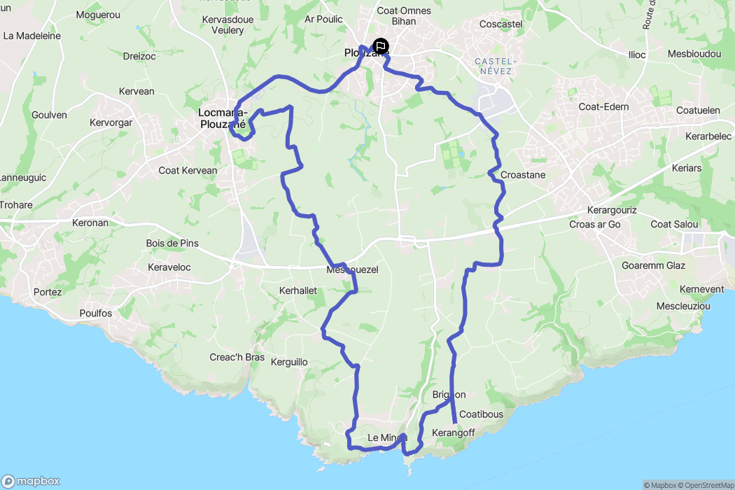 Plouzané : carte du parcours de randonnée - France