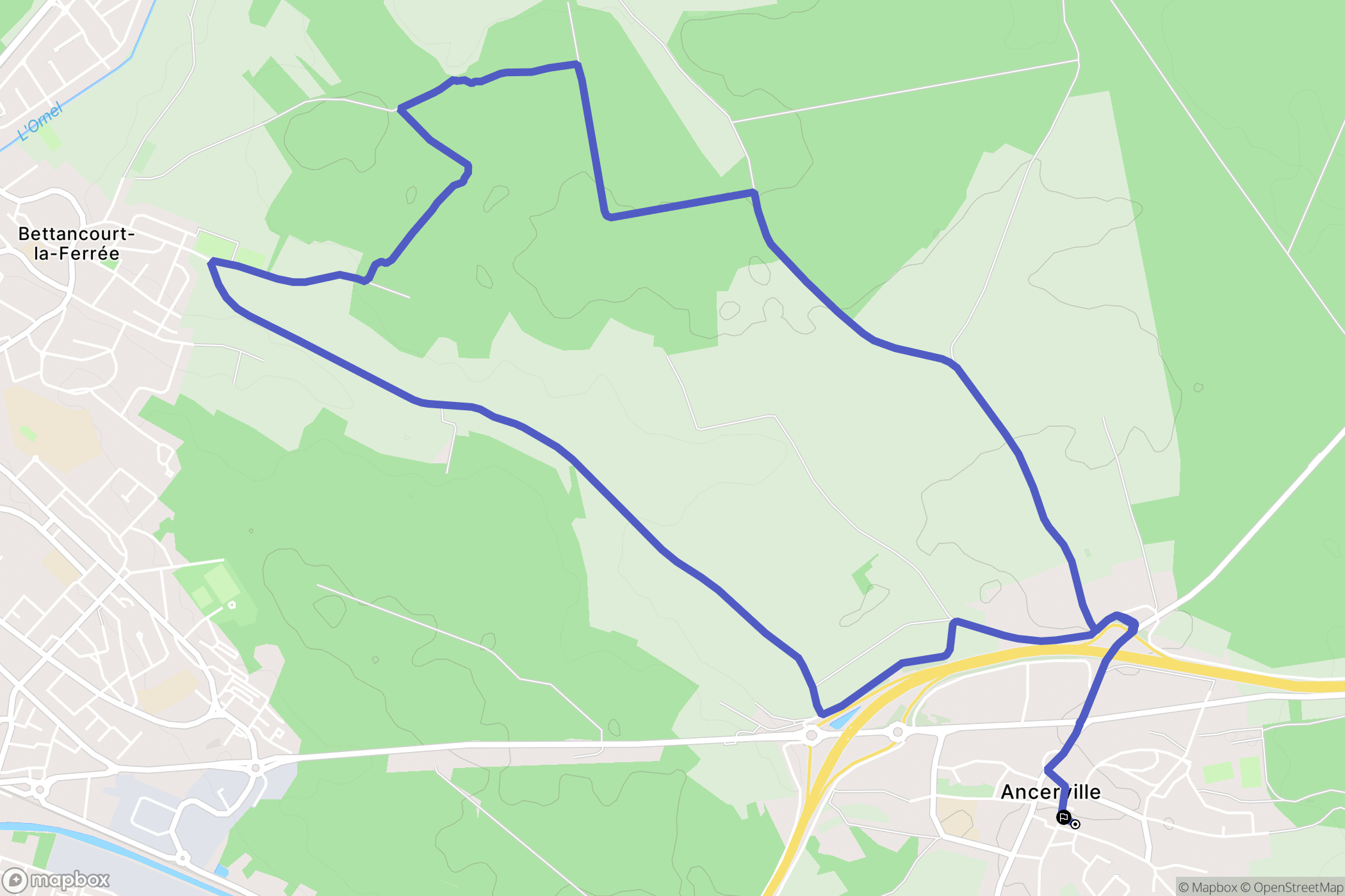 Ancerville : carte du parcours de randonnée - France