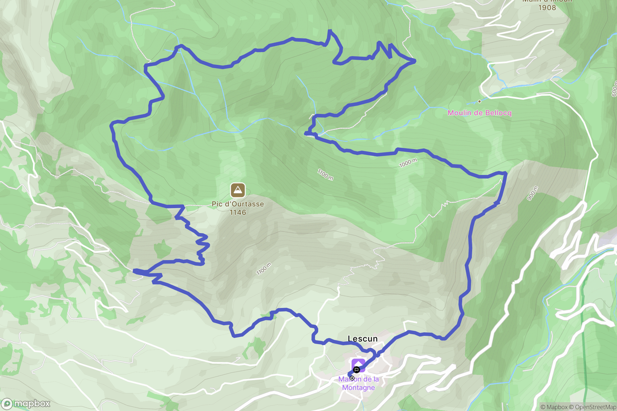 Lescun : carte du parcours de randonnée - France