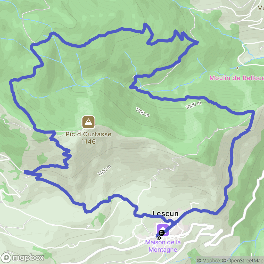 Lescun : carte du parcours de randonnée - France