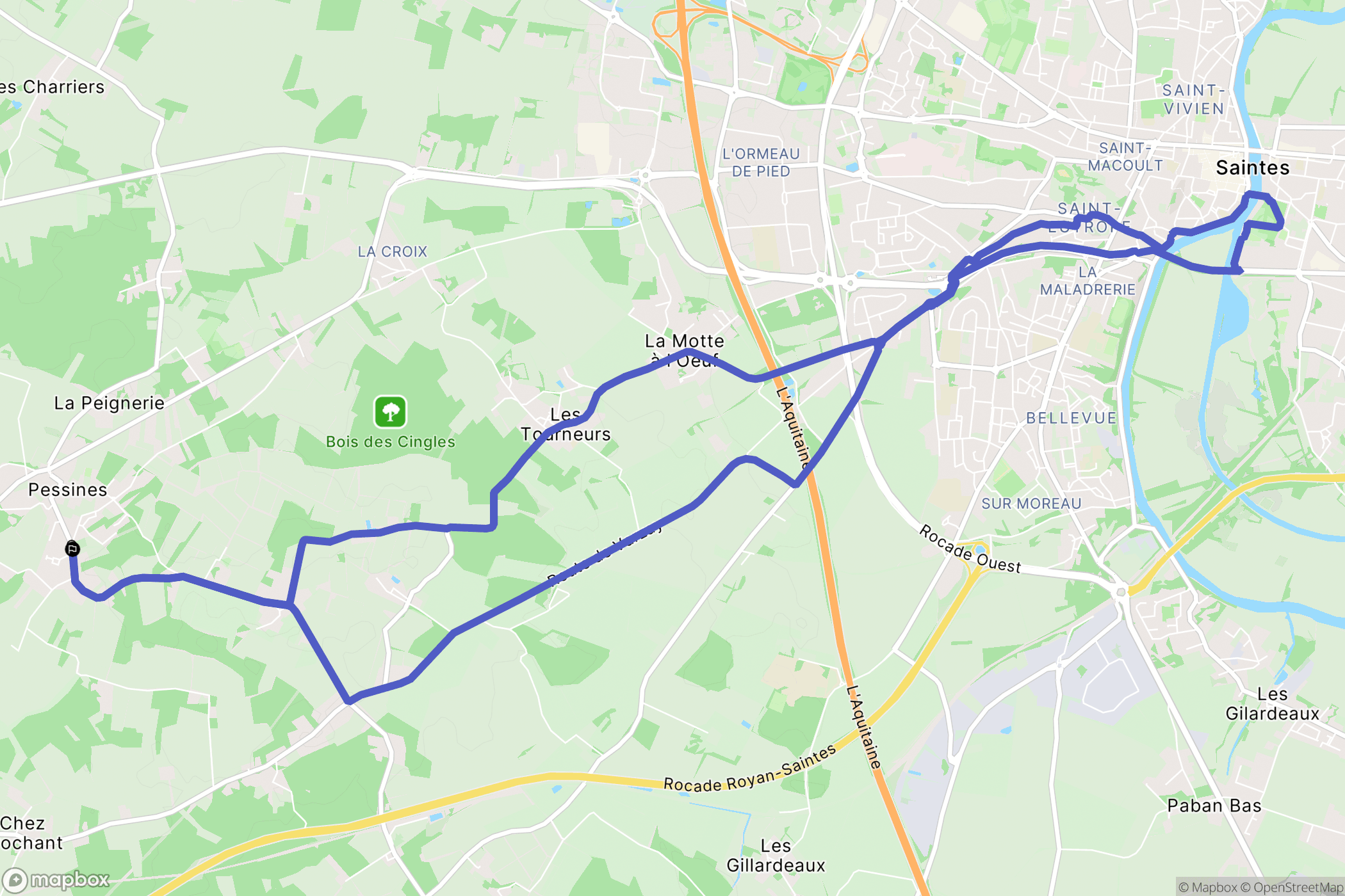 Pessines : carte du parcours de randonnée - France