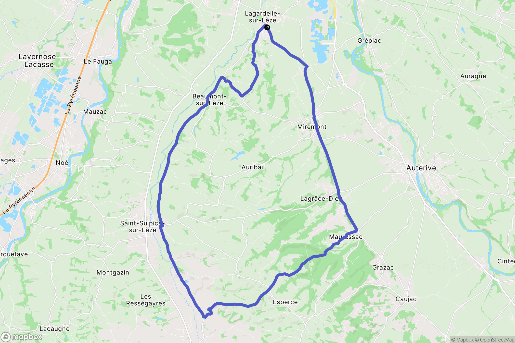 Lagardelle-sur-Lèze : carte du parcours de randonnée - France