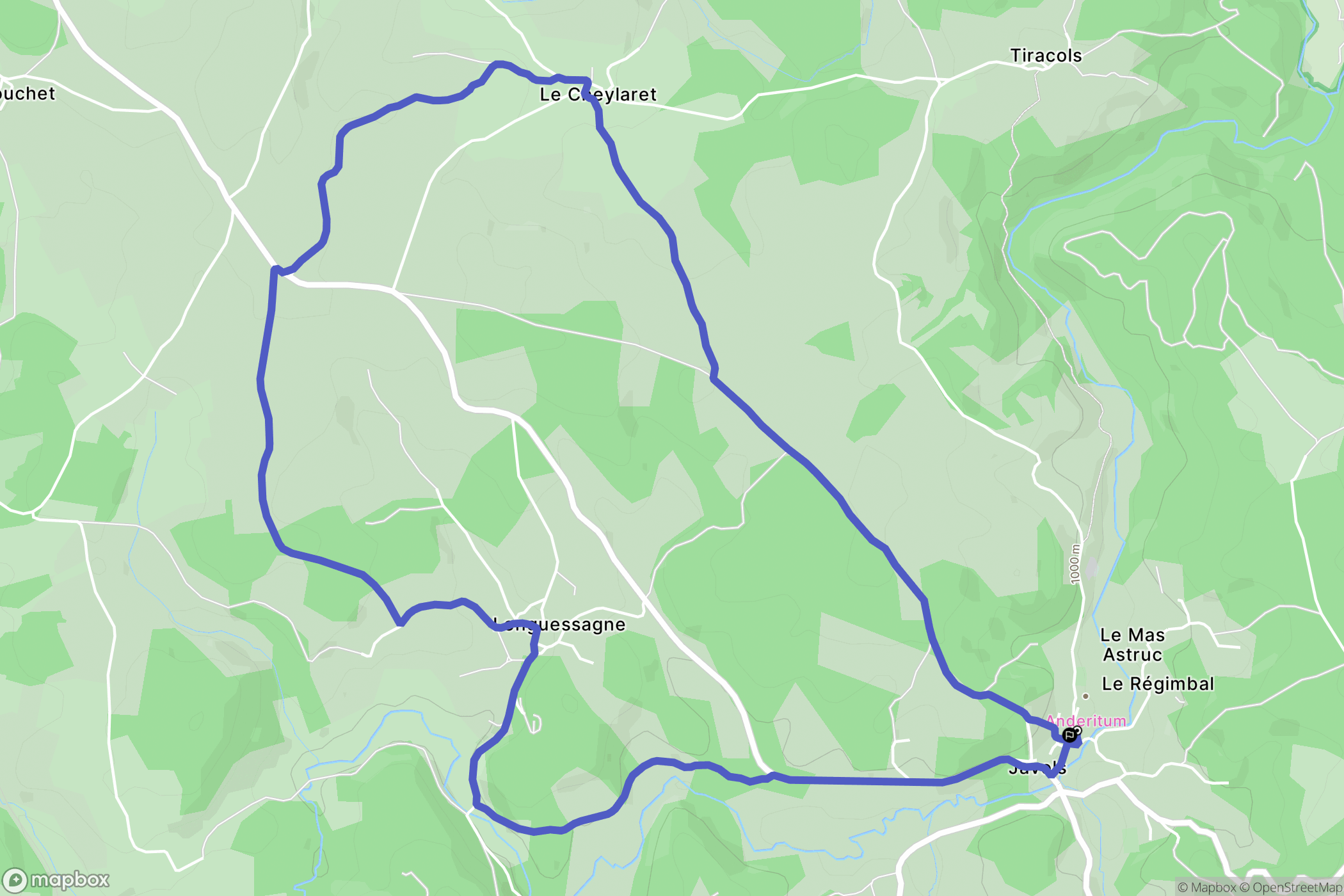 Peyre en Aubrac : carte du parcours de randonnée - France
