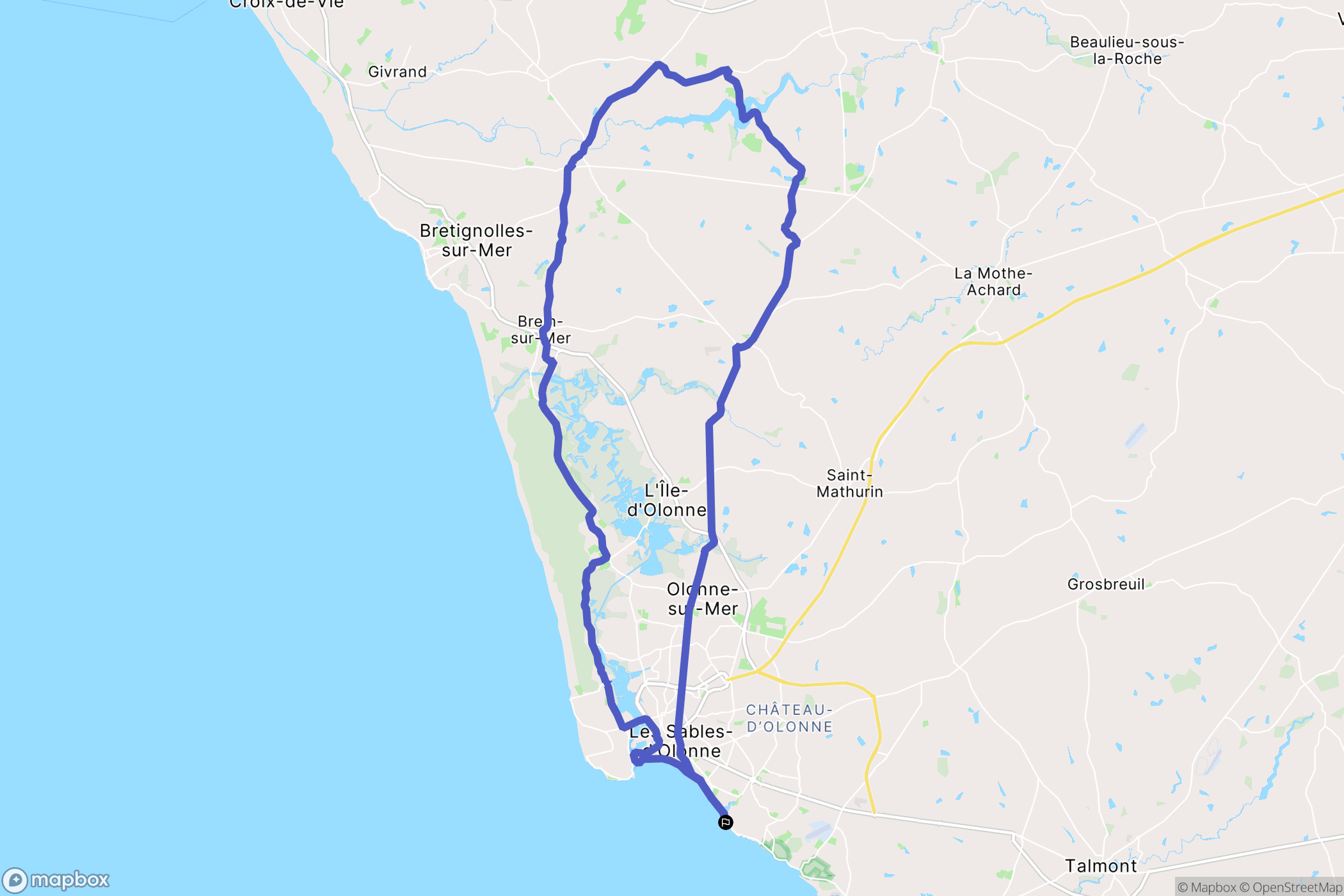 Les Sables-d'Olonne : carte du parcours de randonnée - France