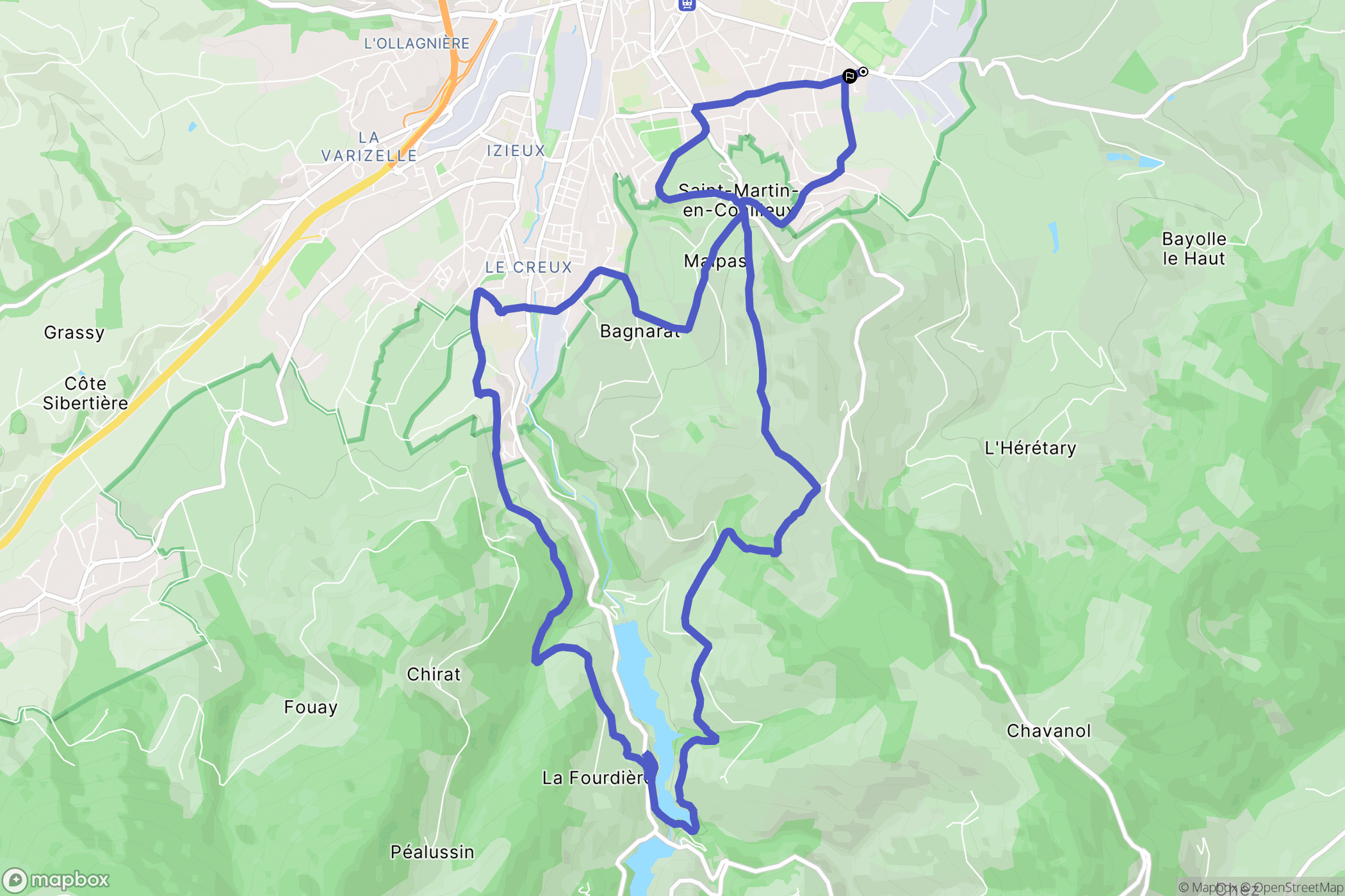 Saint-Chamond : carte du parcours de randonnée - France