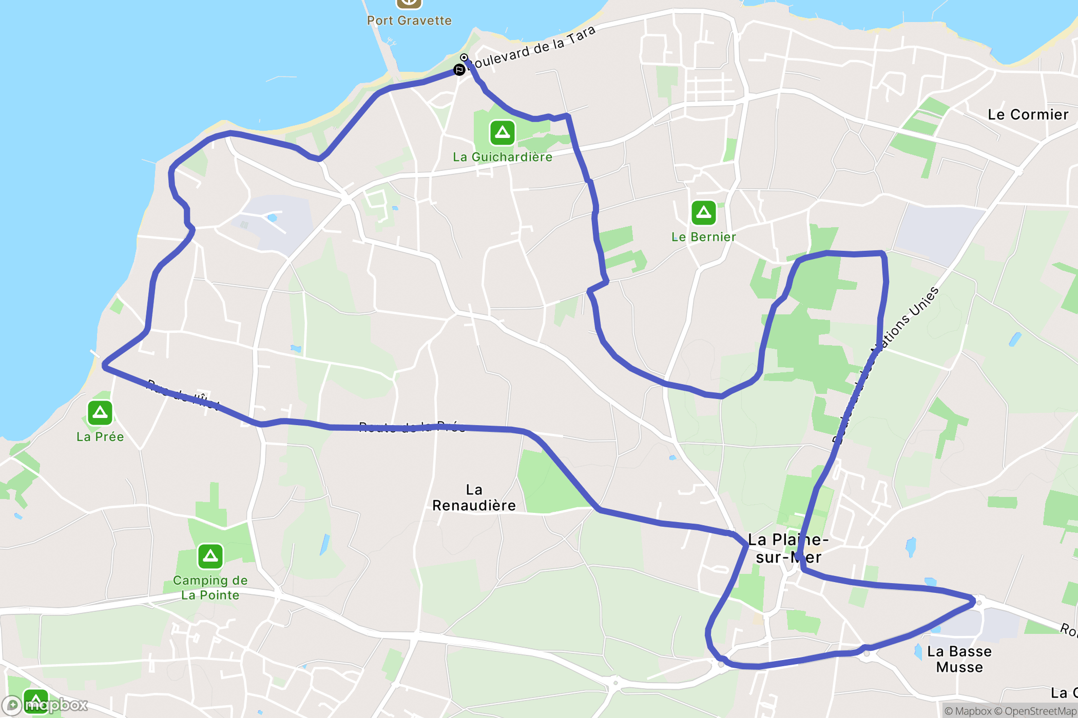La Plaine-sur-Mer : carte du parcours de randonnée - France