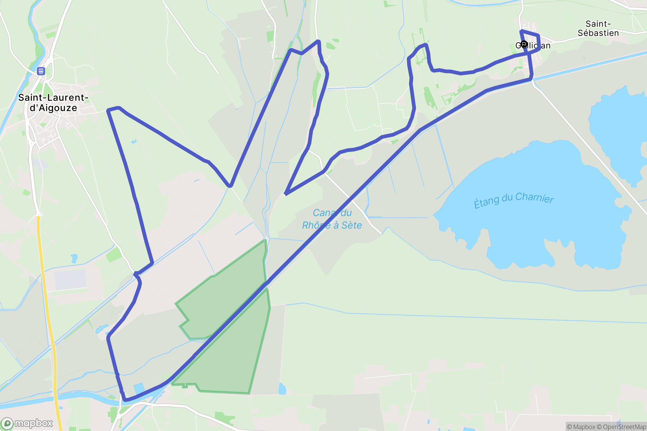 Vauvert : carte du parcours de randonnée - France
