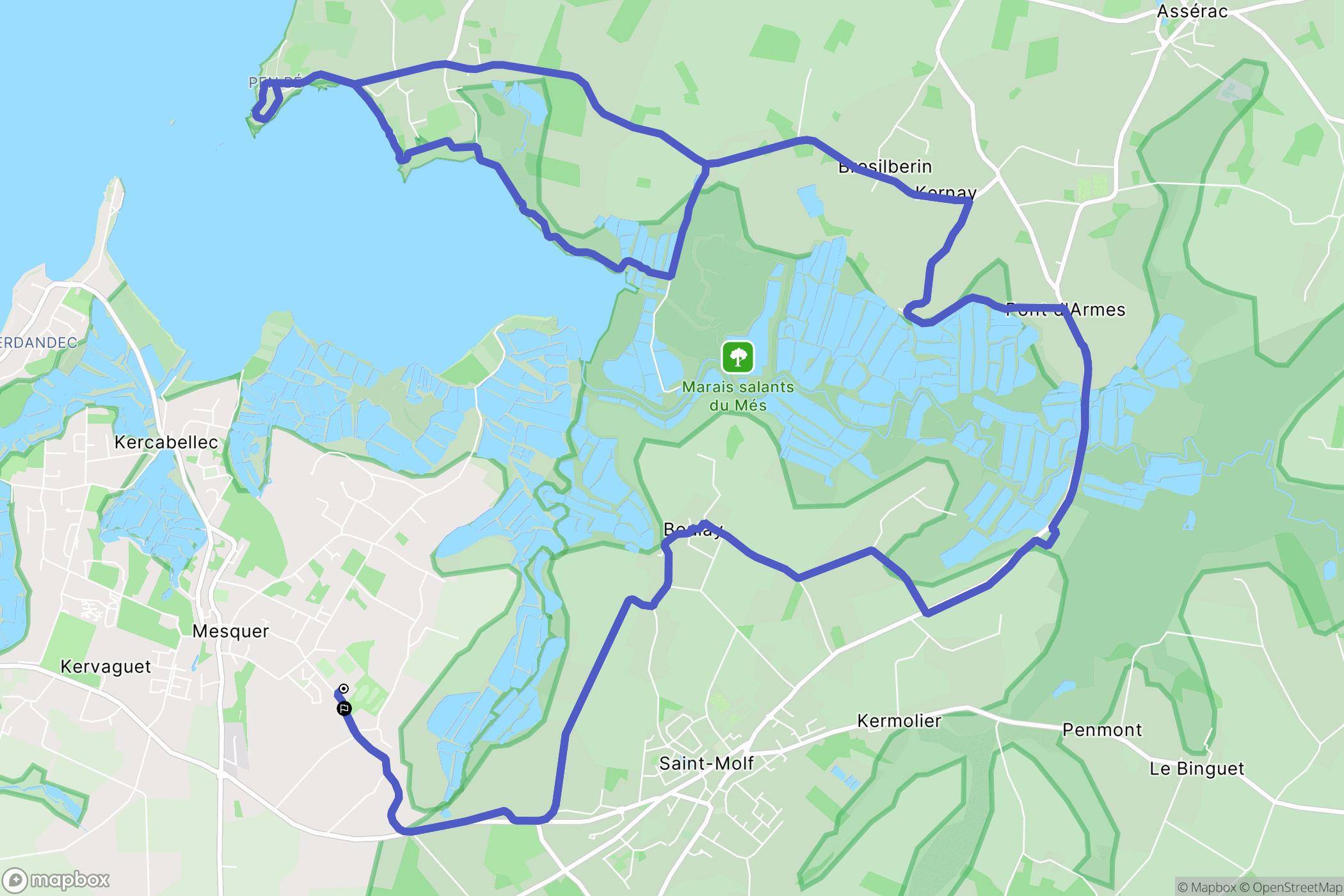 Mesquer : carte du parcours de randonnée - France