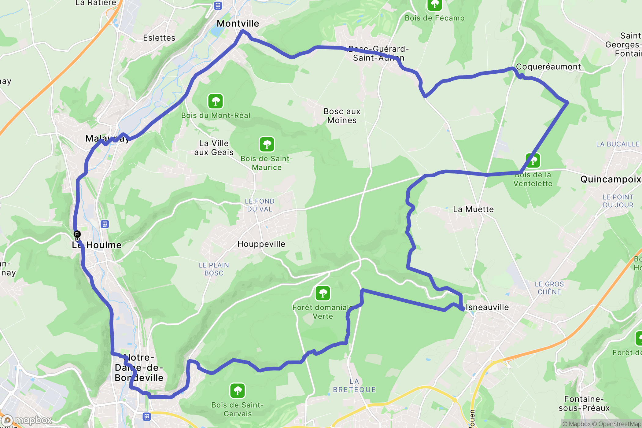 Le Houlme : carte du parcours de randonnée - France