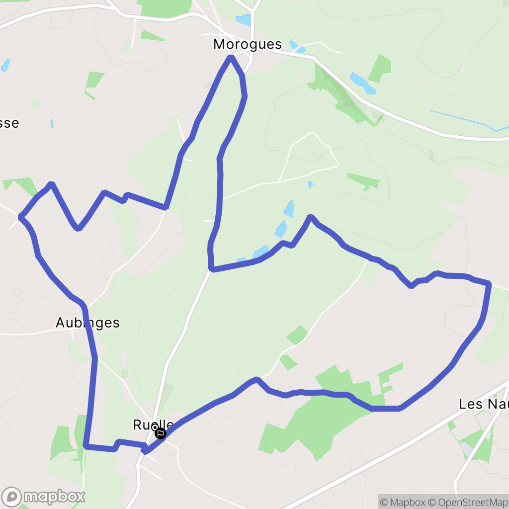 Aubinges : carte du parcours de randonnée - France