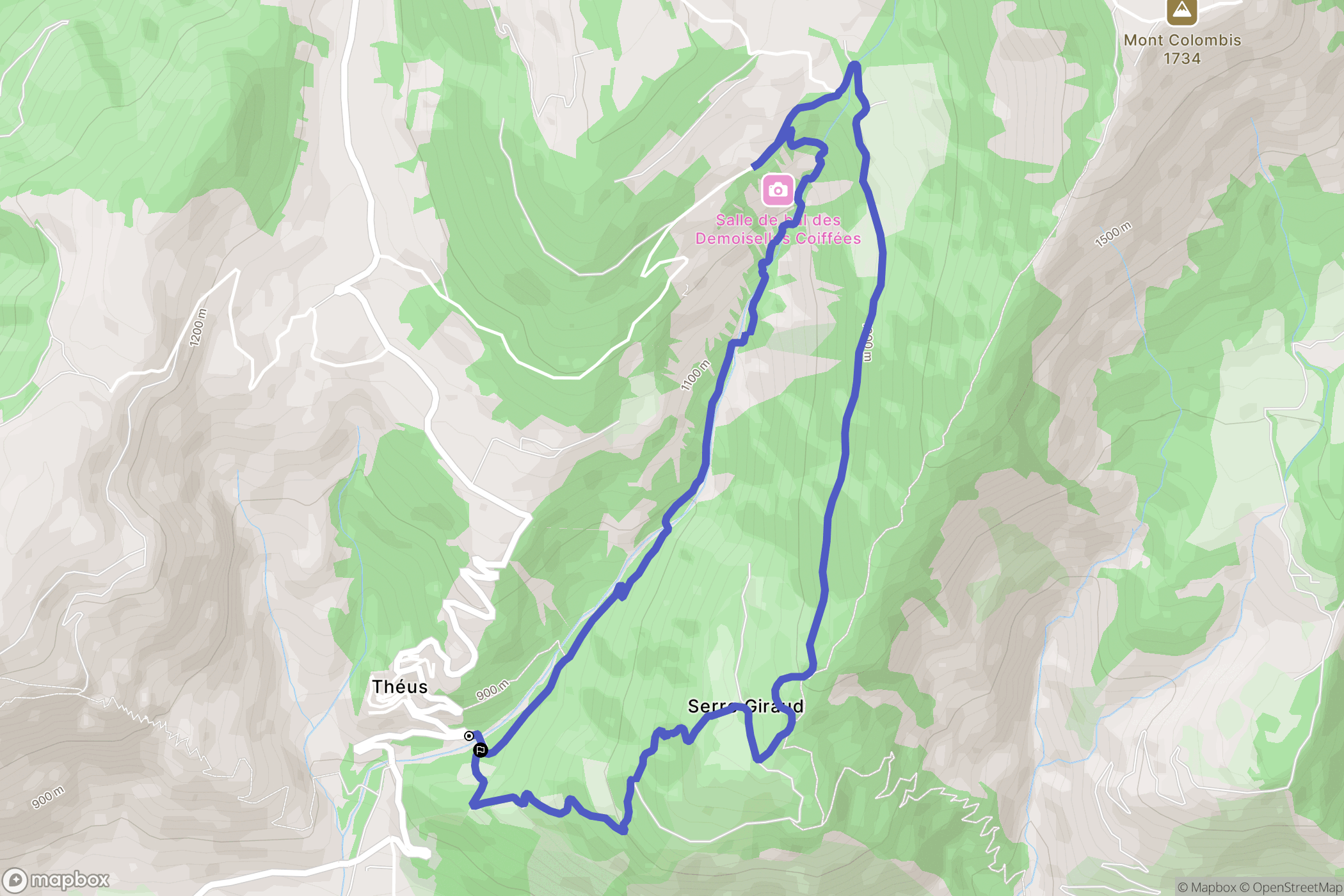 Théus : carte du parcours de randonnée - France
