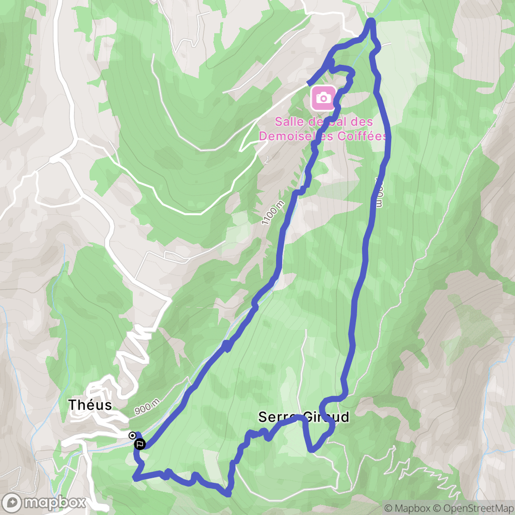 Théus : carte du parcours de randonnée - France