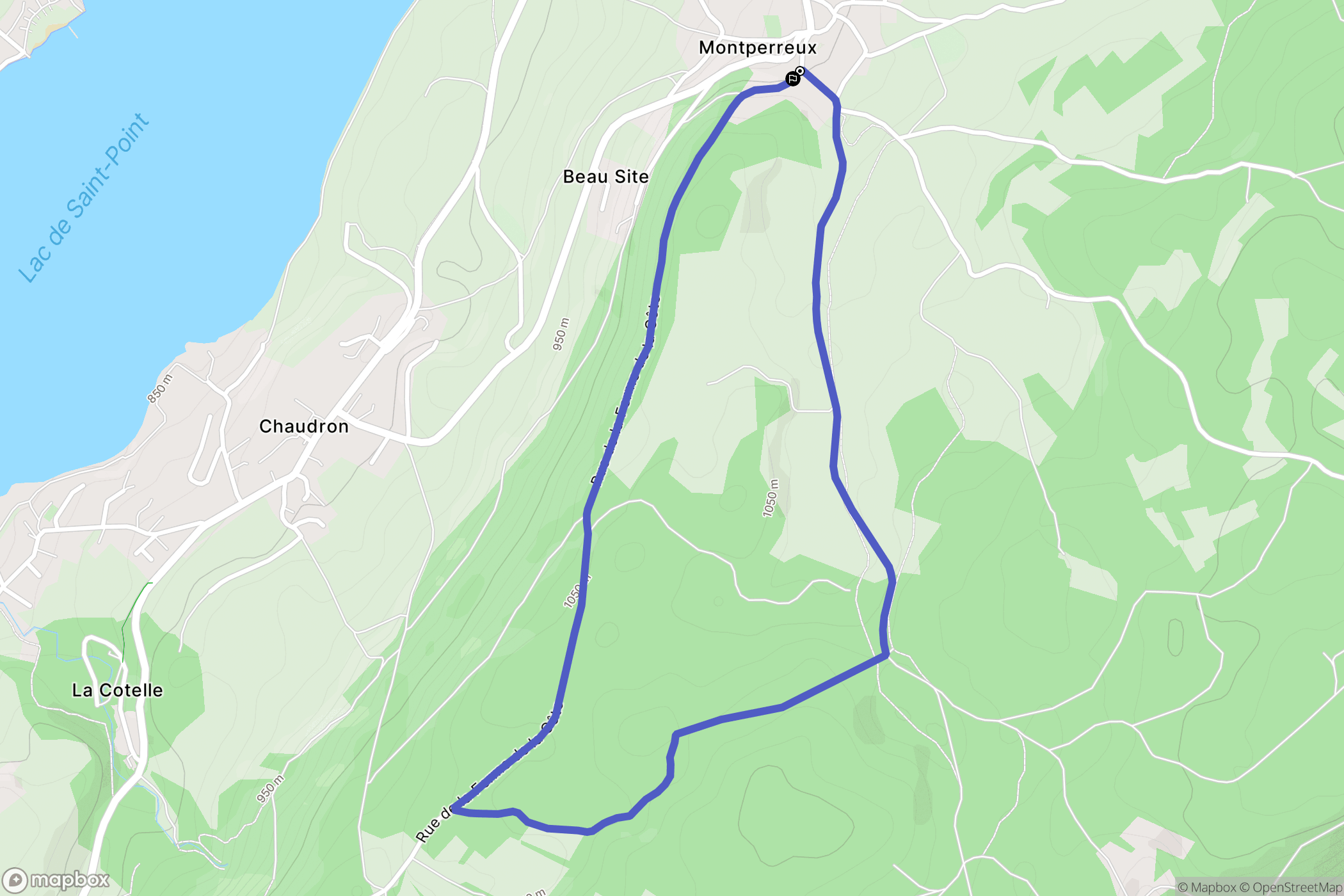 Montperreux : carte du parcours de randonnée - France
