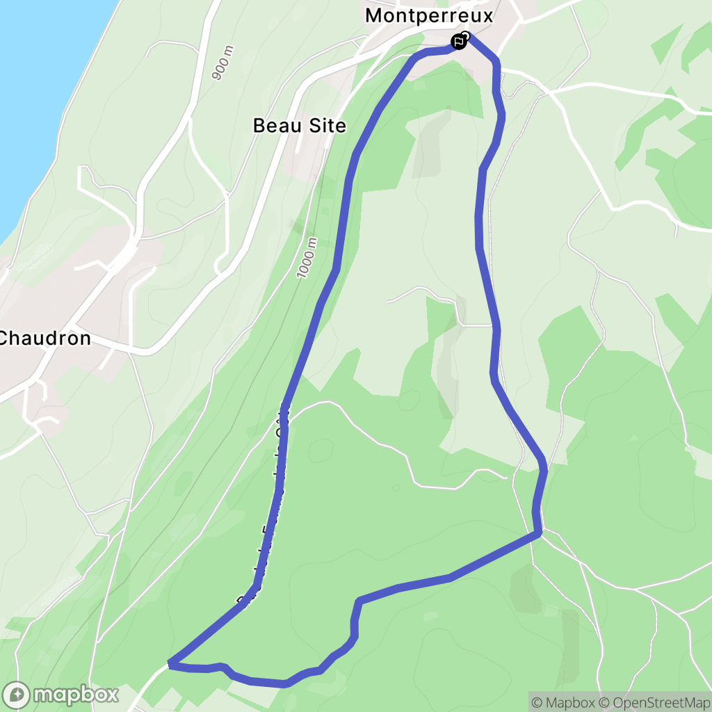 Montperreux : carte du parcours de randonnée - France