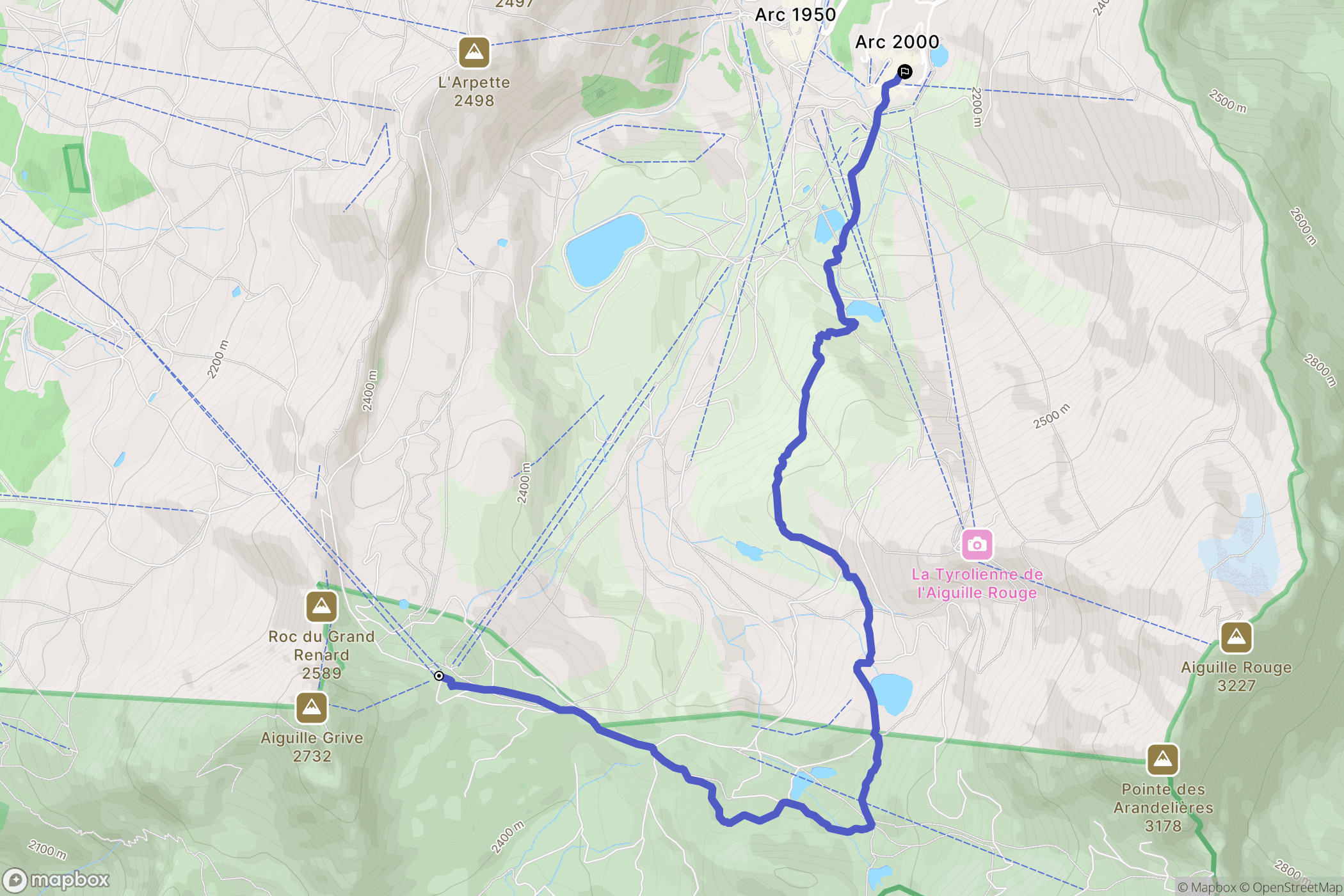 Peisey-Nancroix : carte du parcours de randonnée - France