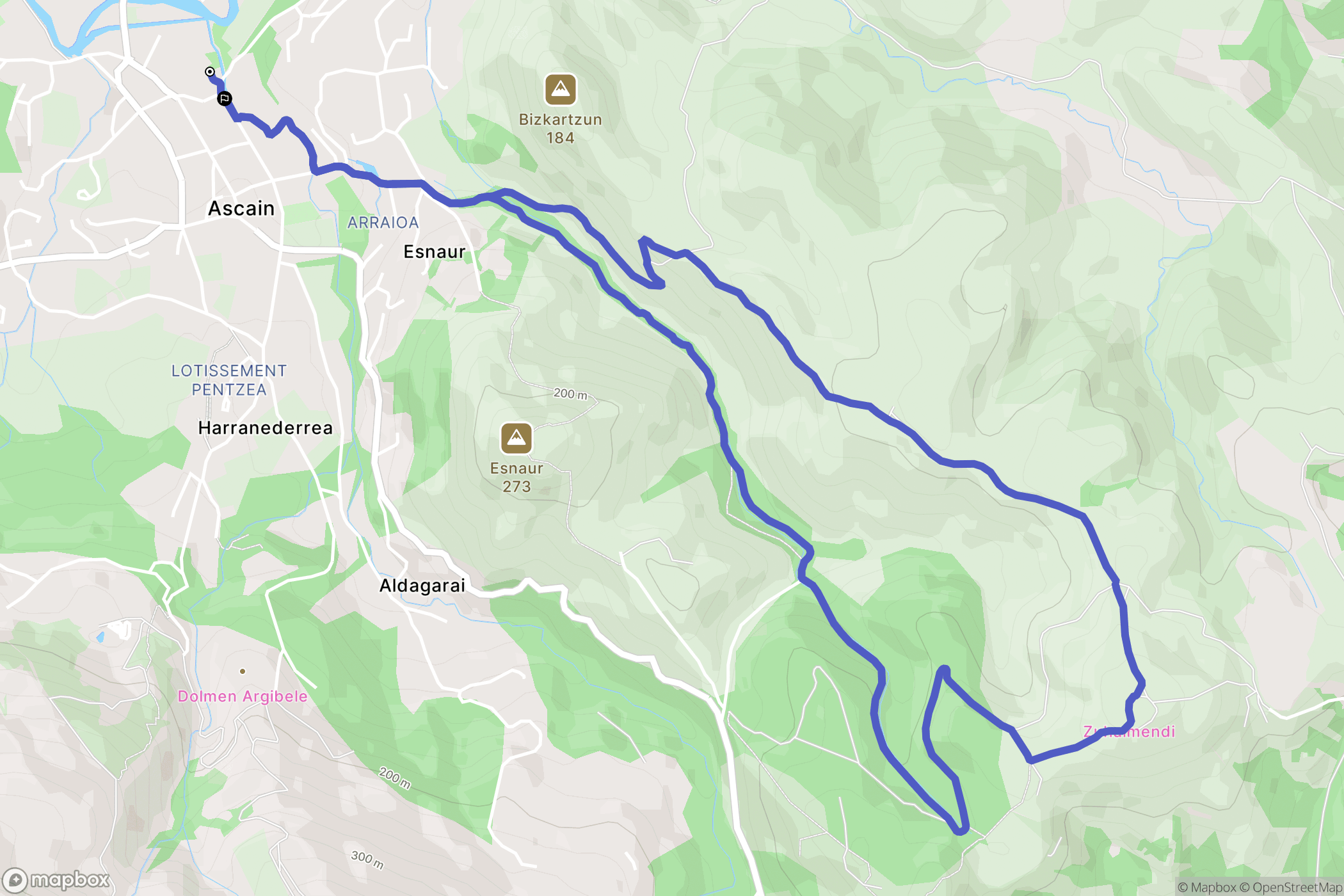 Ascain : carte du parcours de randonnée - France