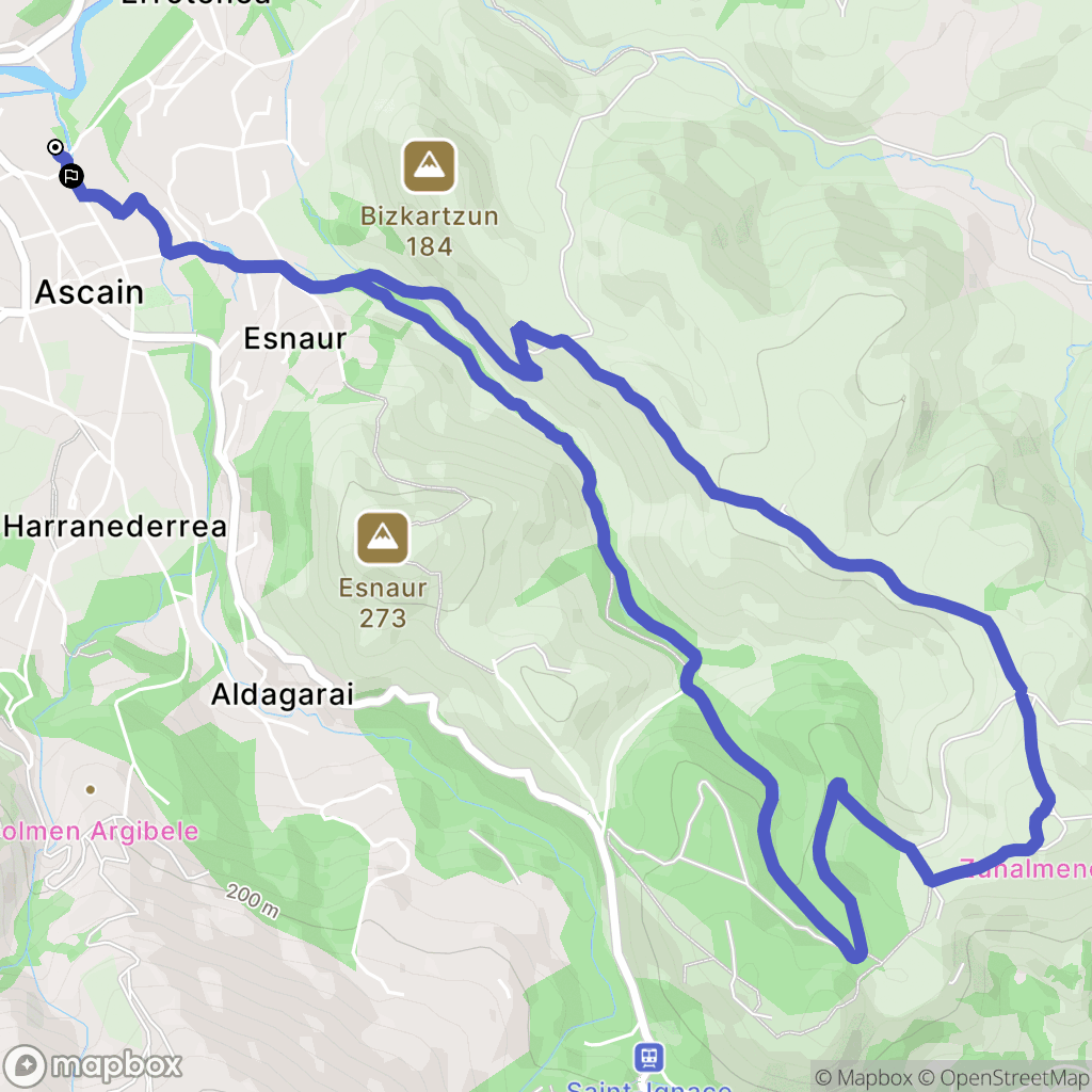Ascain : carte du parcours de randonnée - France