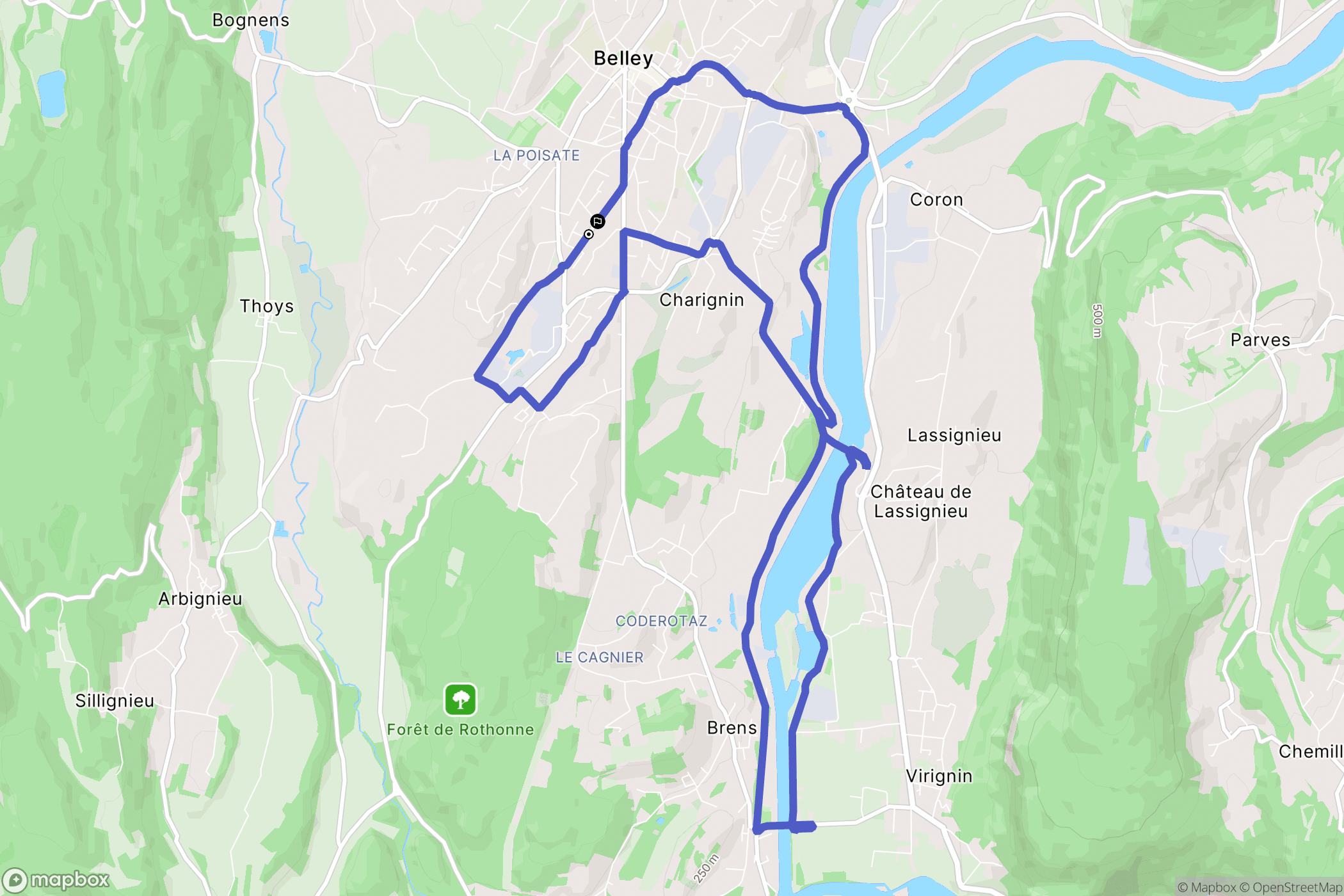 Belley : carte du parcours de randonnée - France