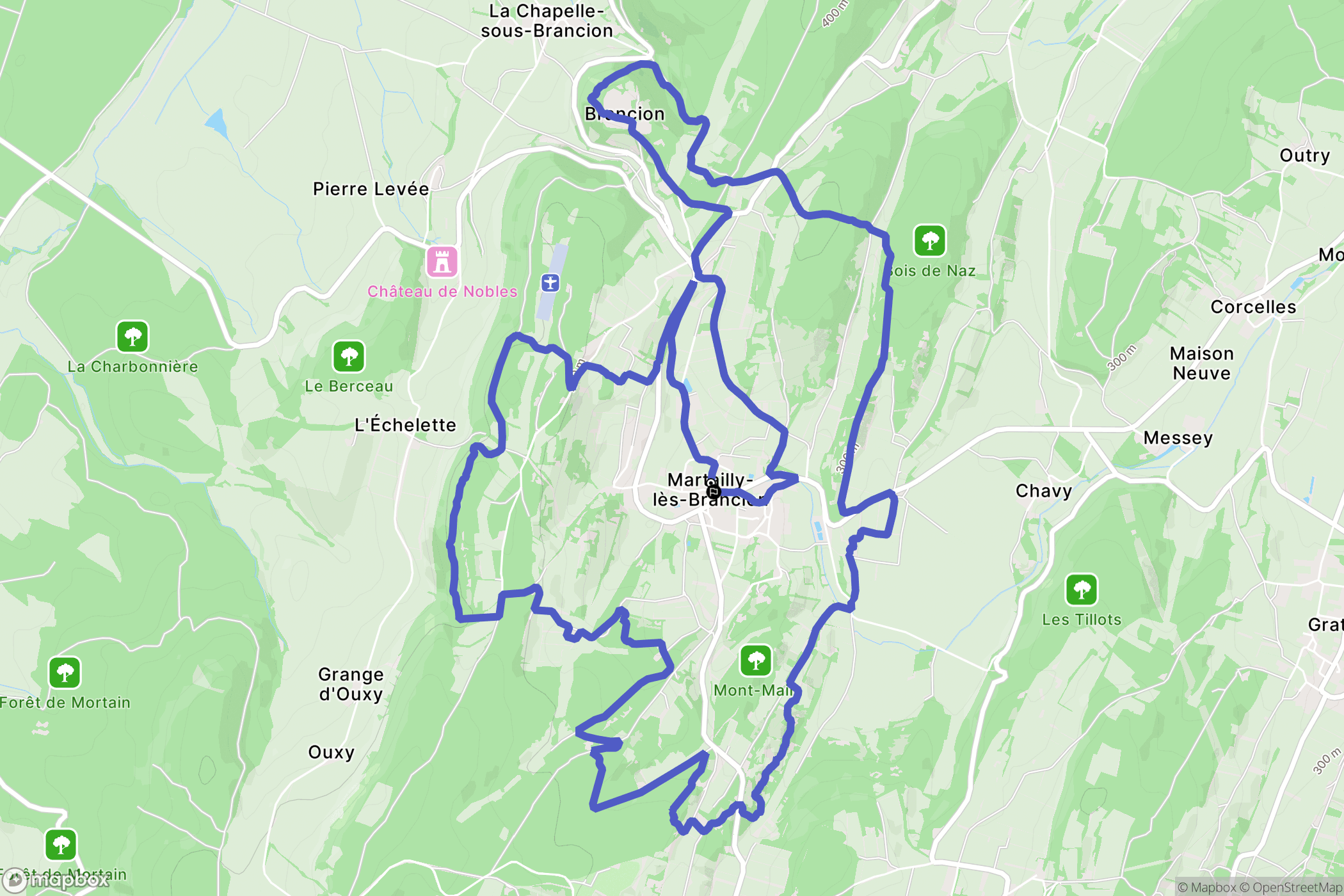 Martailly-lès-Brancion : carte du parcours de randonnée - France