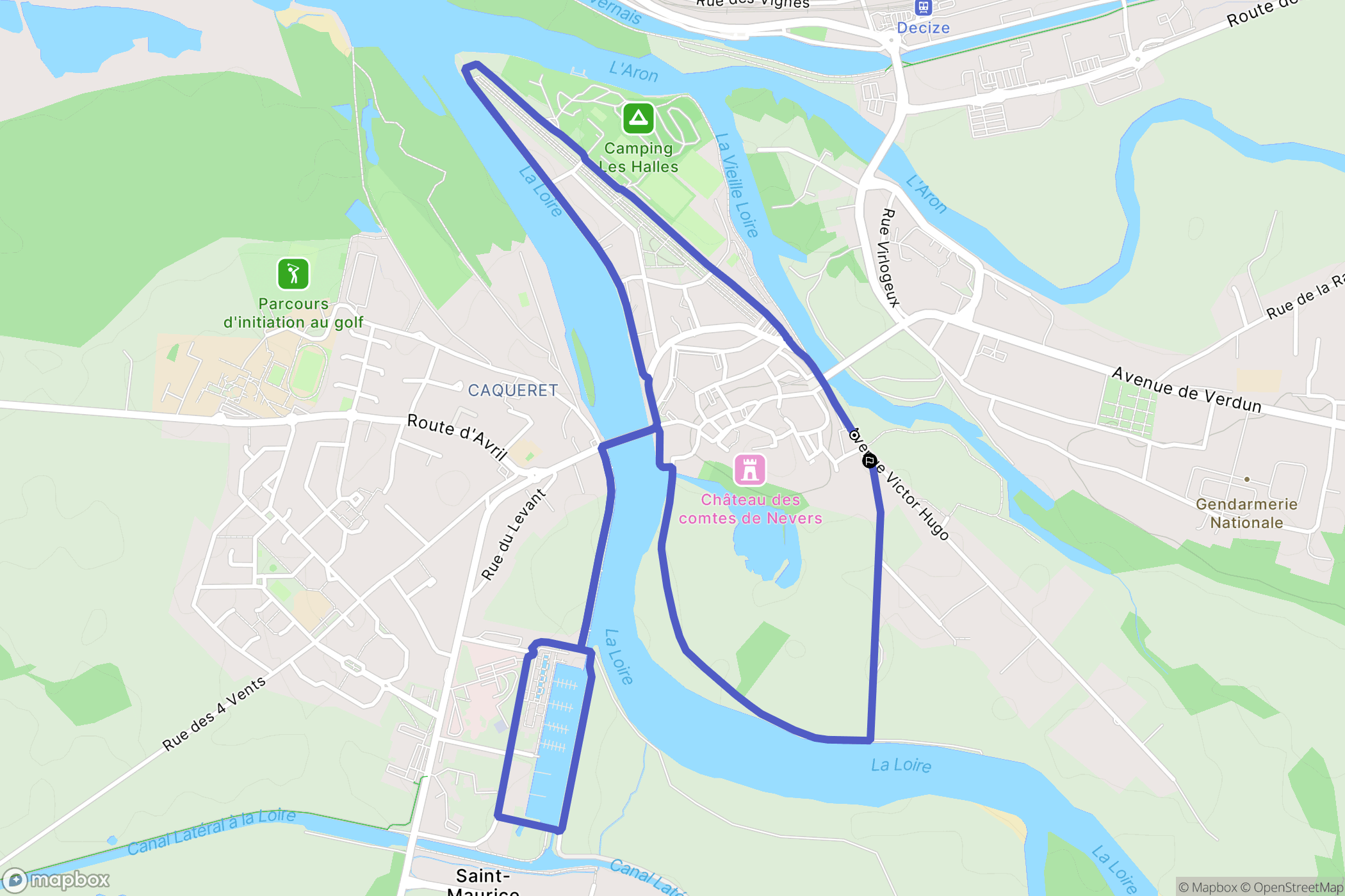 Decize : carte du parcours de randonnée - France