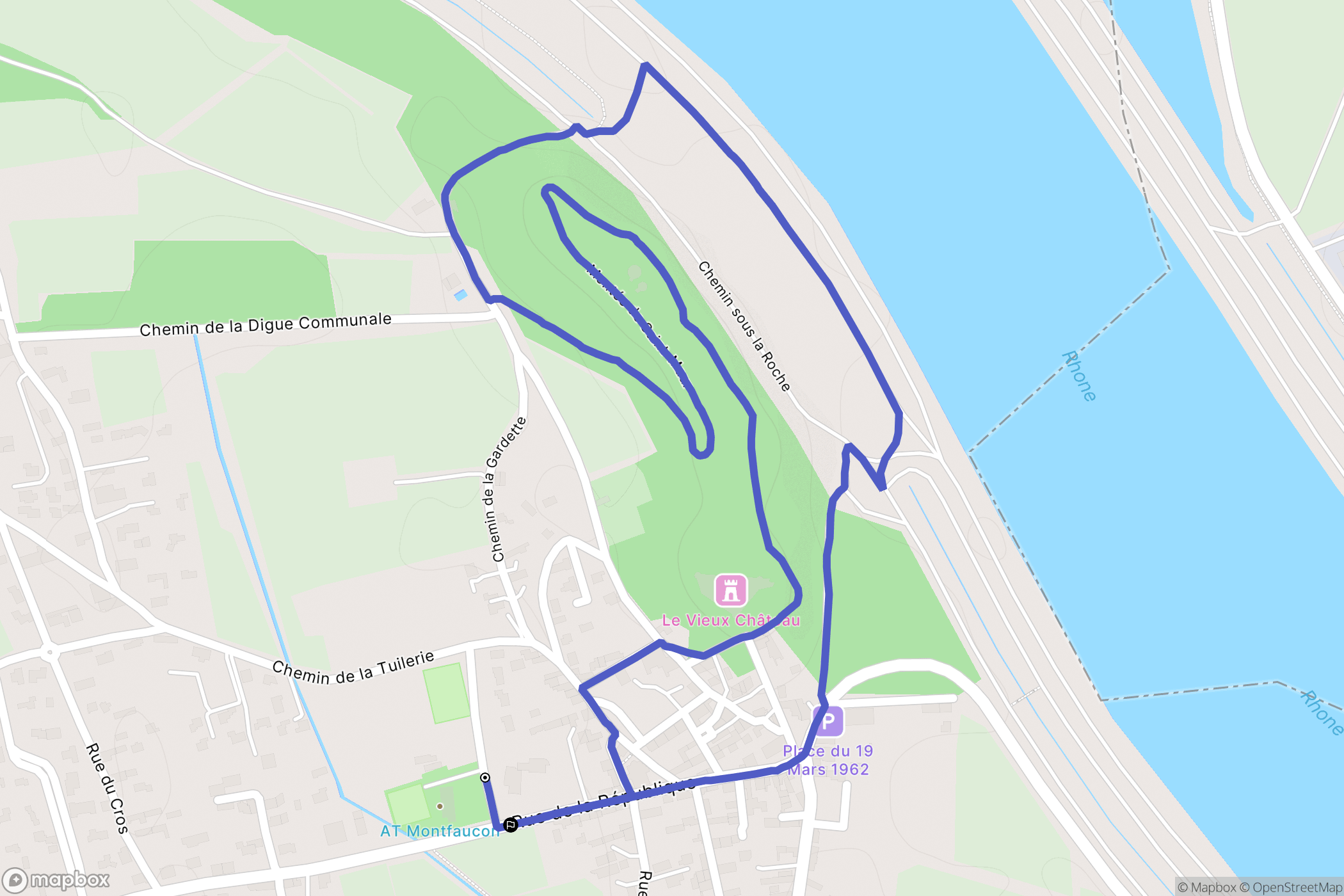 Montfaucon : carte du parcours de randonnée - France