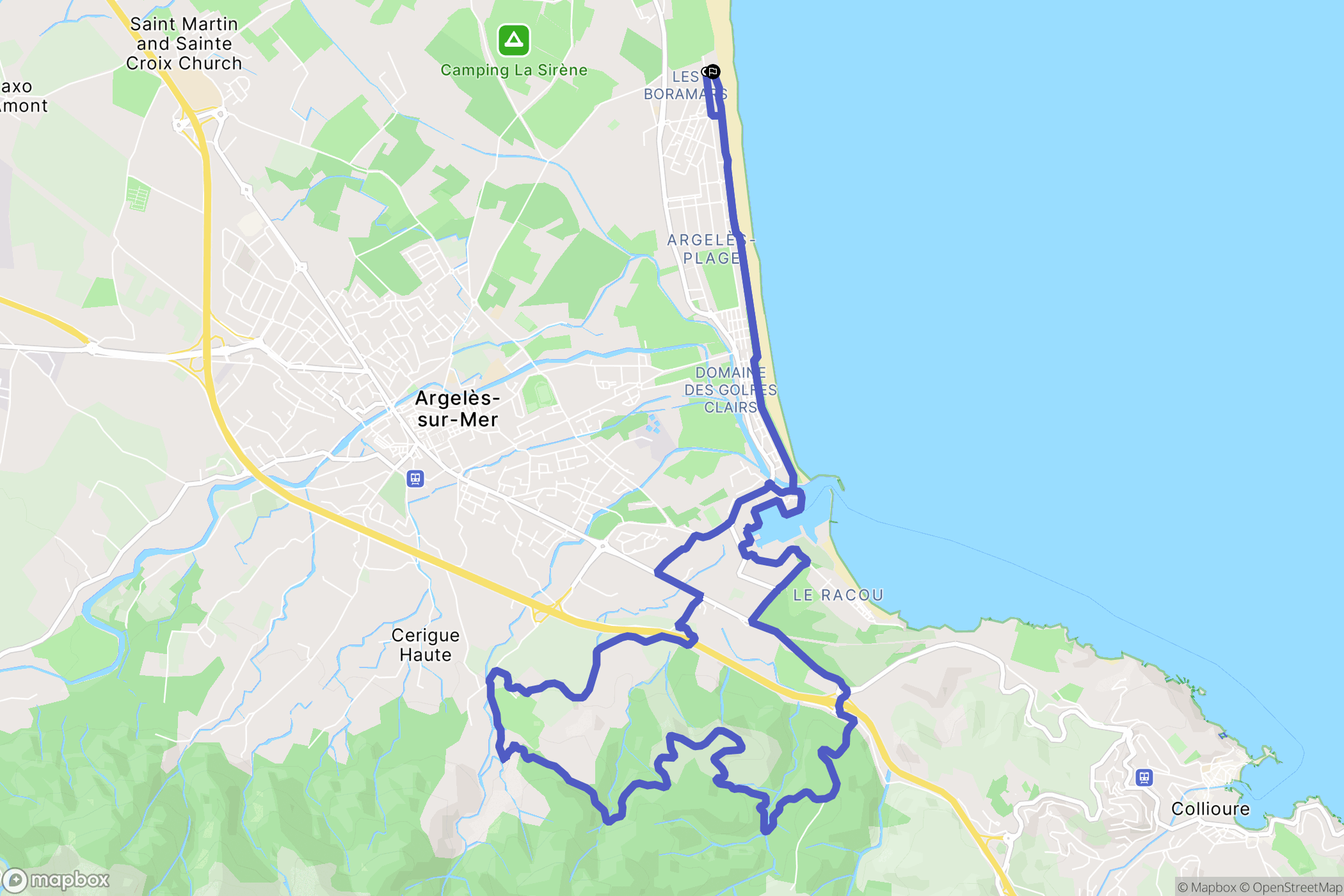 Argelès-sur-Mer : carte du parcours de randonnée - France