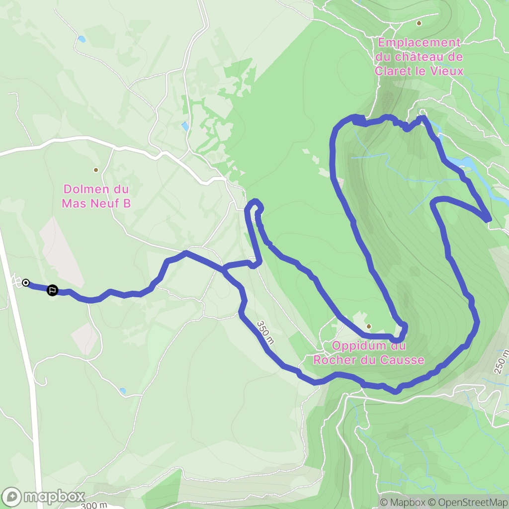Claret : carte du parcours de randonnée - France