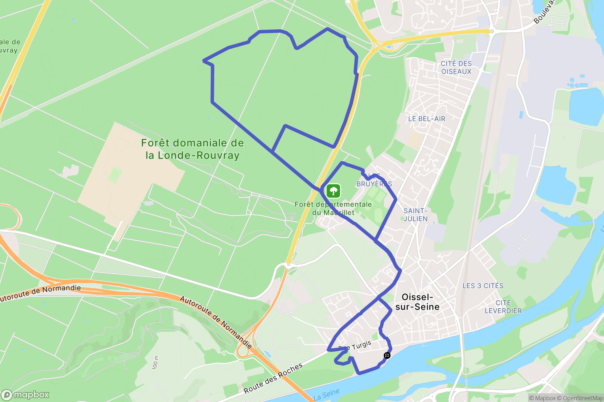 Oissel : carte du parcours de randonnée - France