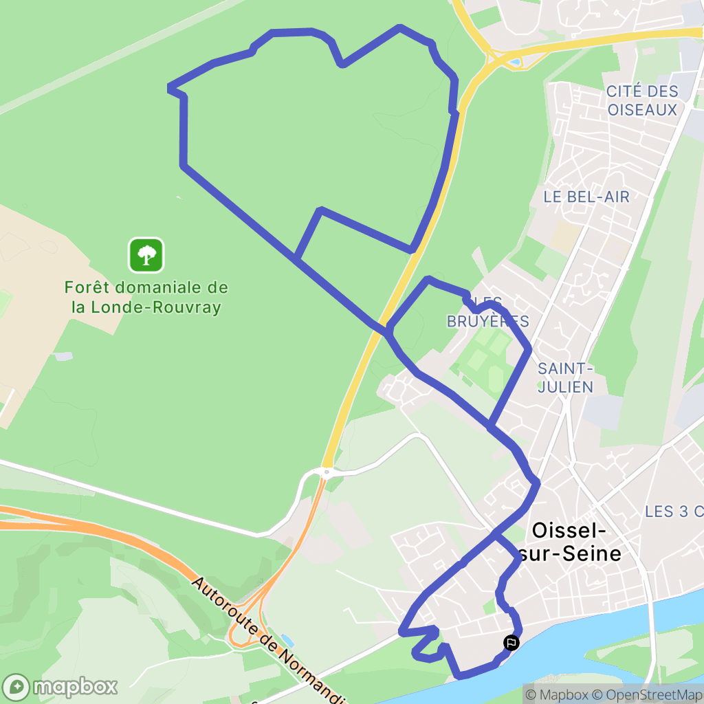 Oissel : carte du parcours de randonnée - France