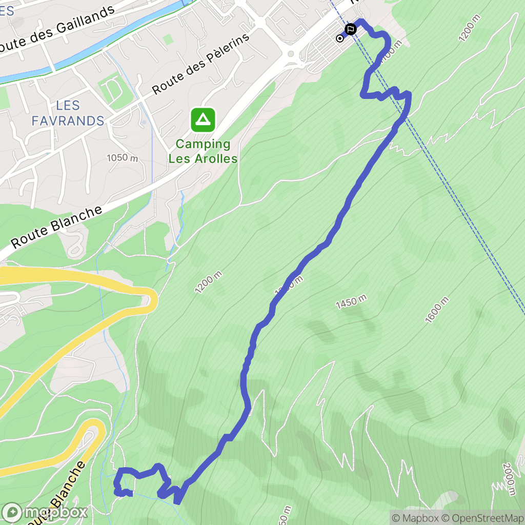 Chamonix-Mont-Blanc : carte du parcours de randonnée - France