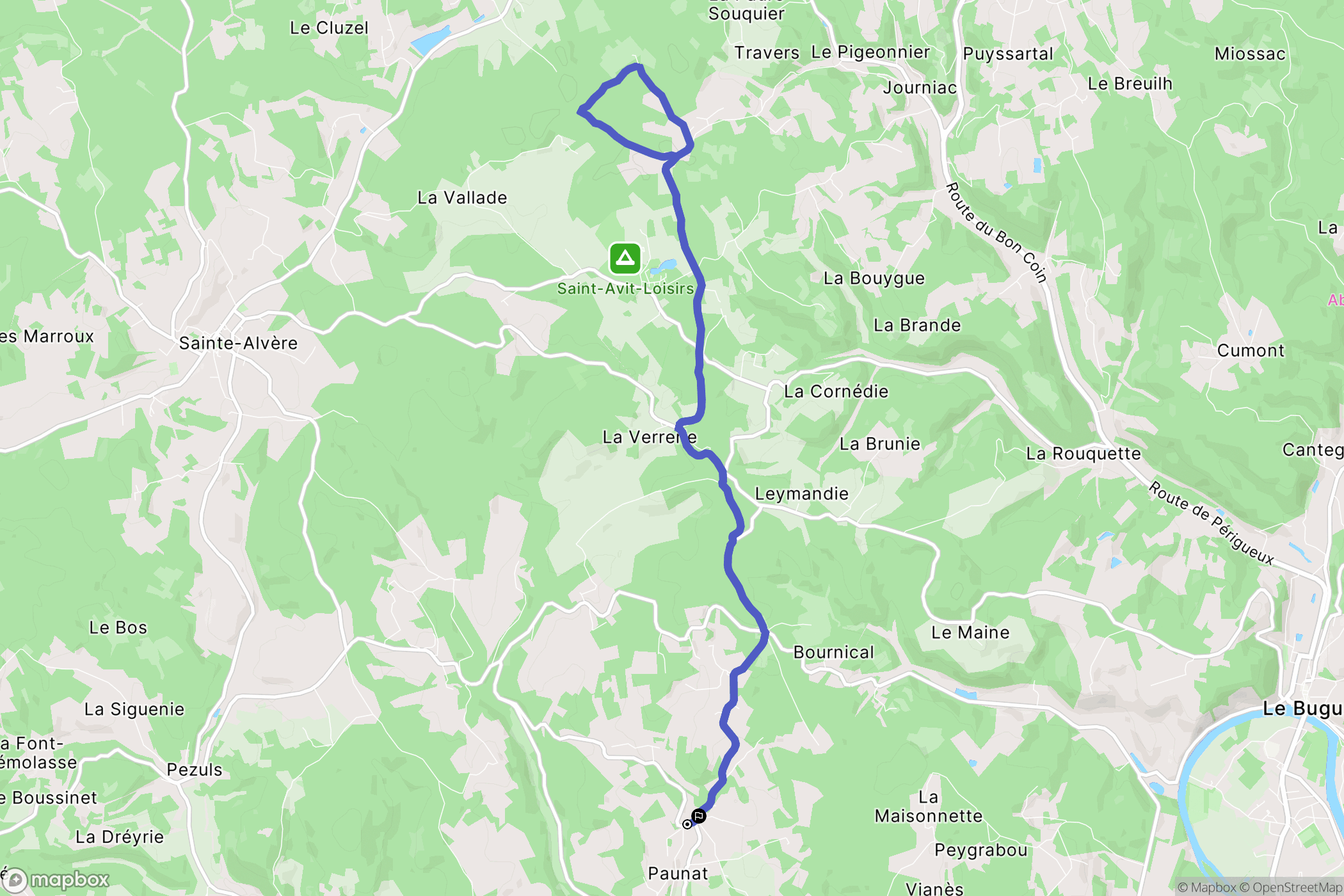 Paunat : carte du parcours de randonnée - France