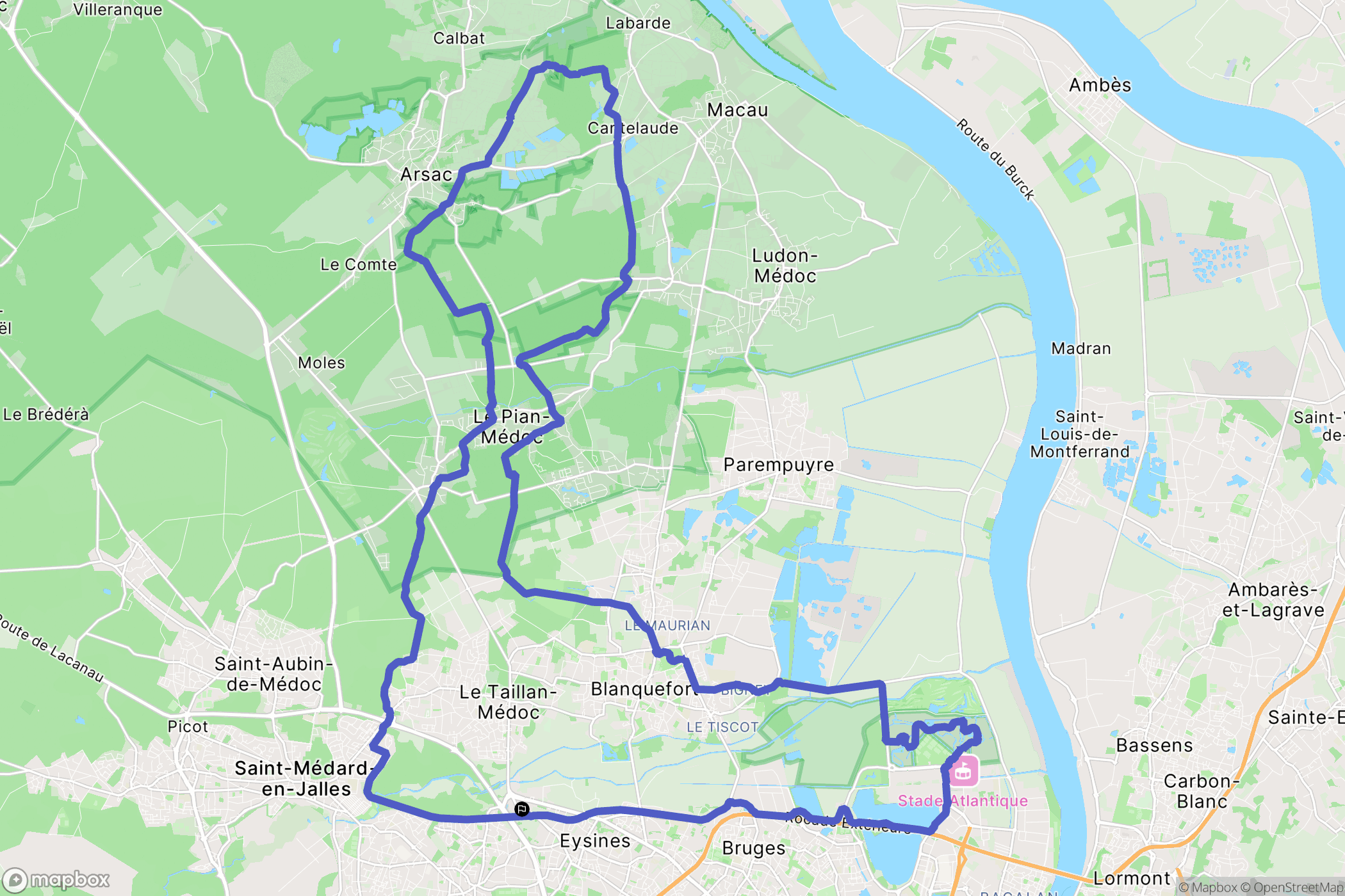 Eysines : carte du parcours de randonnée - France