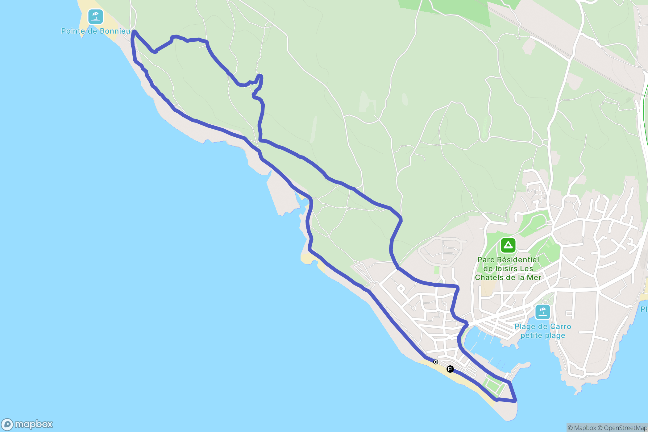 Martigues : carte du parcours de randonnée - France